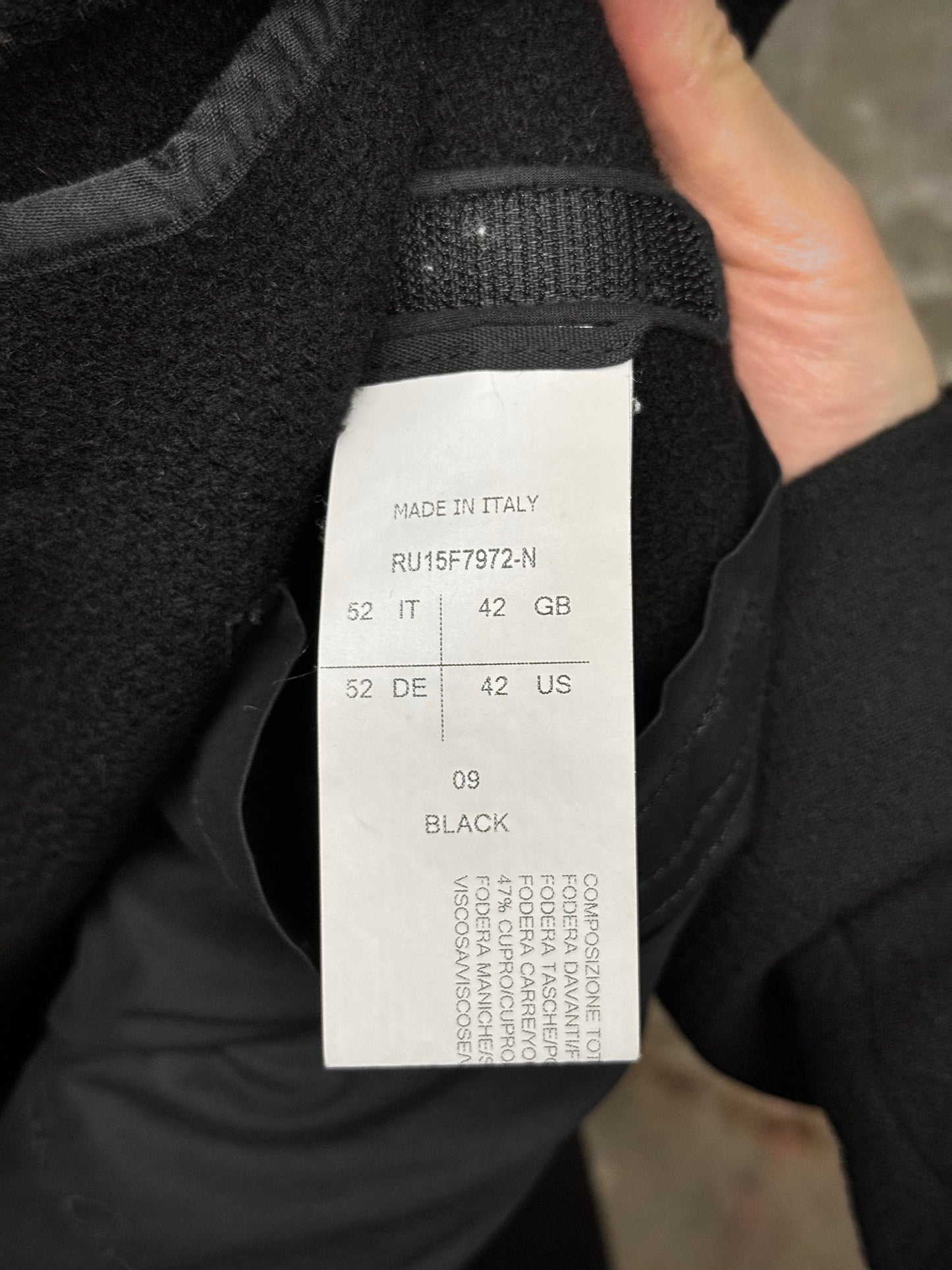 Rick Owens AW15 "SPHINX" Mollino Asymmetrical Front Zip Heavy Wool Coat