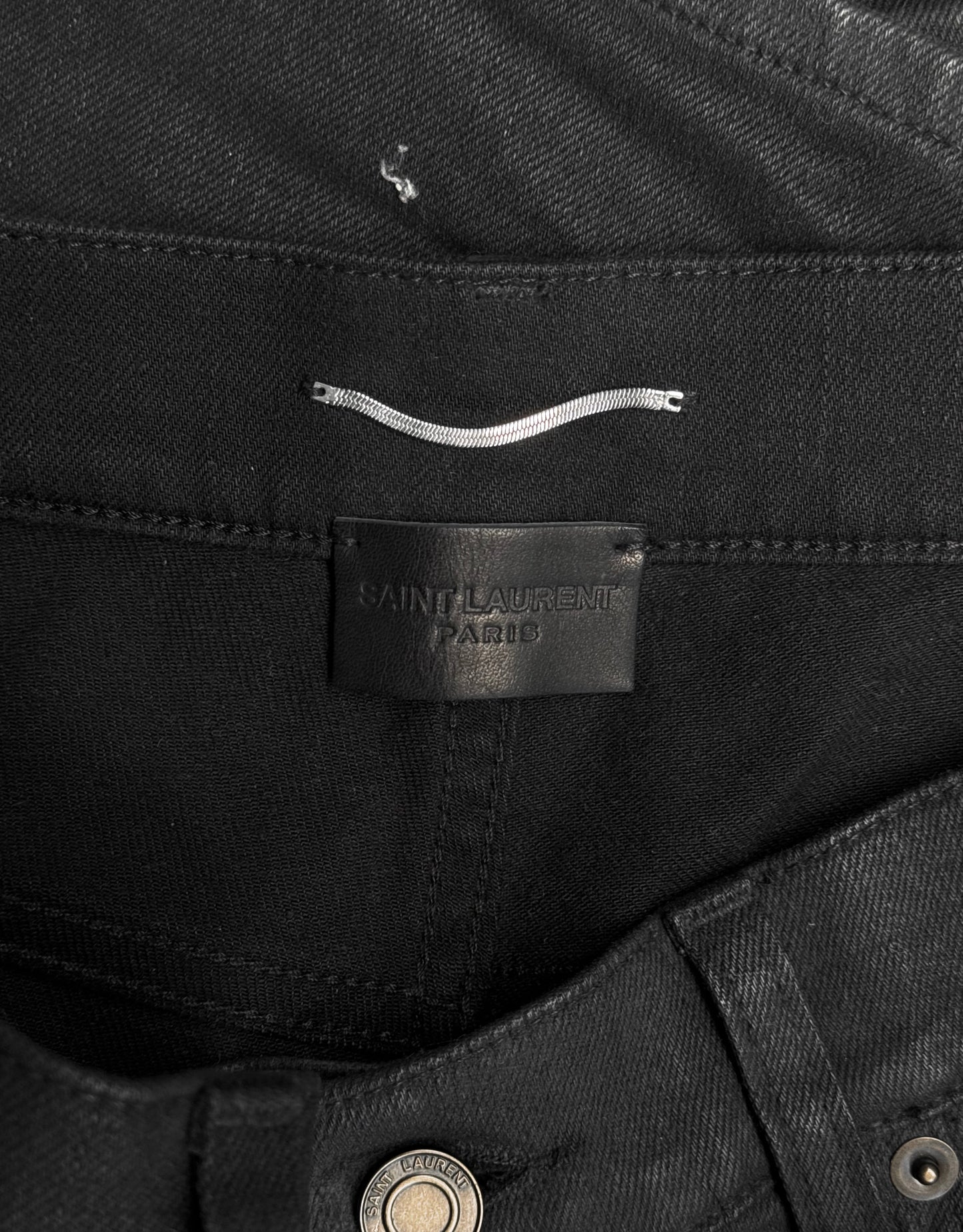 Saint Laurent Paris SS22 Black Waxed ‘D02’ Skinny Denim
