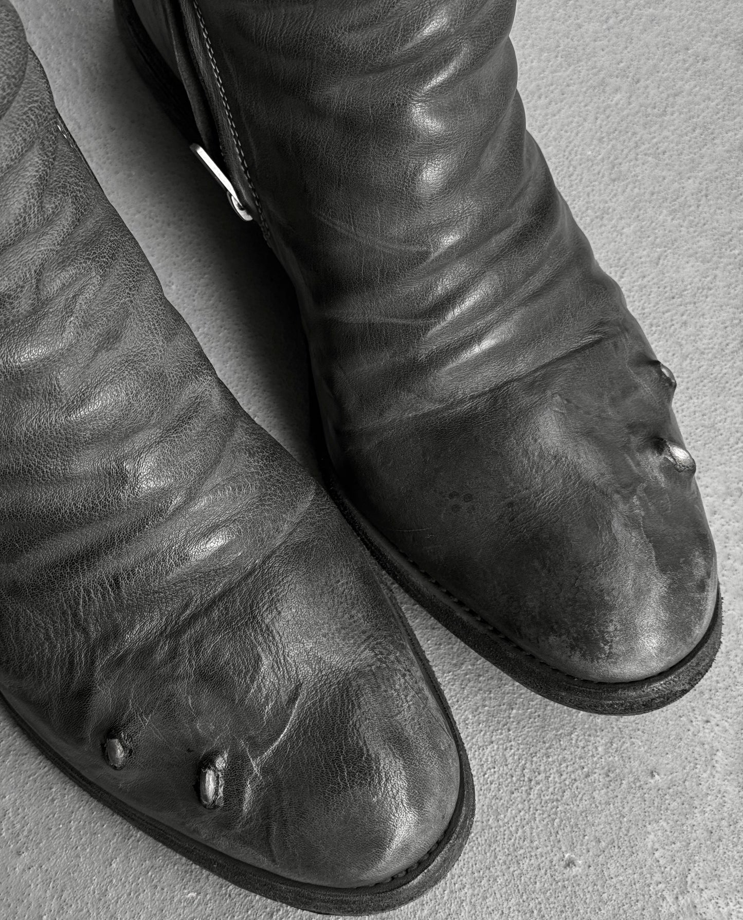 Carol Christian Poell ‘AM/2687P ROOMS-PTC/19’ Object-dyed Kangaroo Leather Titanium Prosthetic Tornado Zip Boots