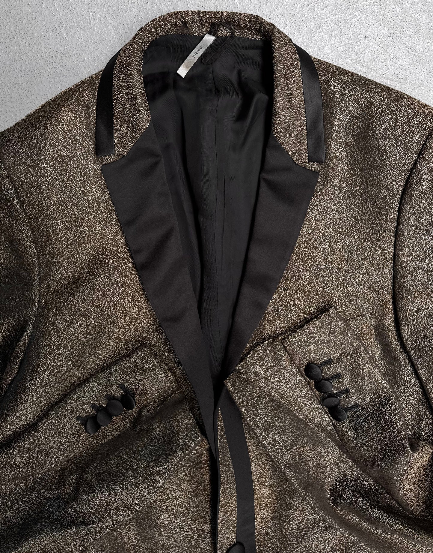 DIOR HOMME AW08 “Lumiere Du Nord” Iridescent Gold Accent Silk Tuxedo Blazer