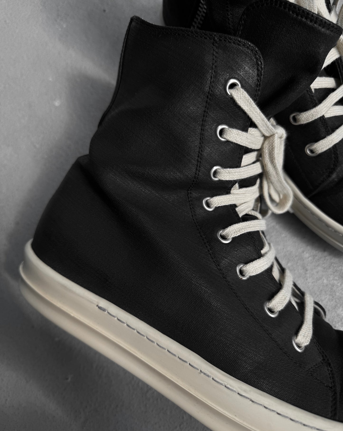 Rick Owens DRKSHDW AW15 “SPHINX” Waxed Canvas Vegan Ramones Sneakers