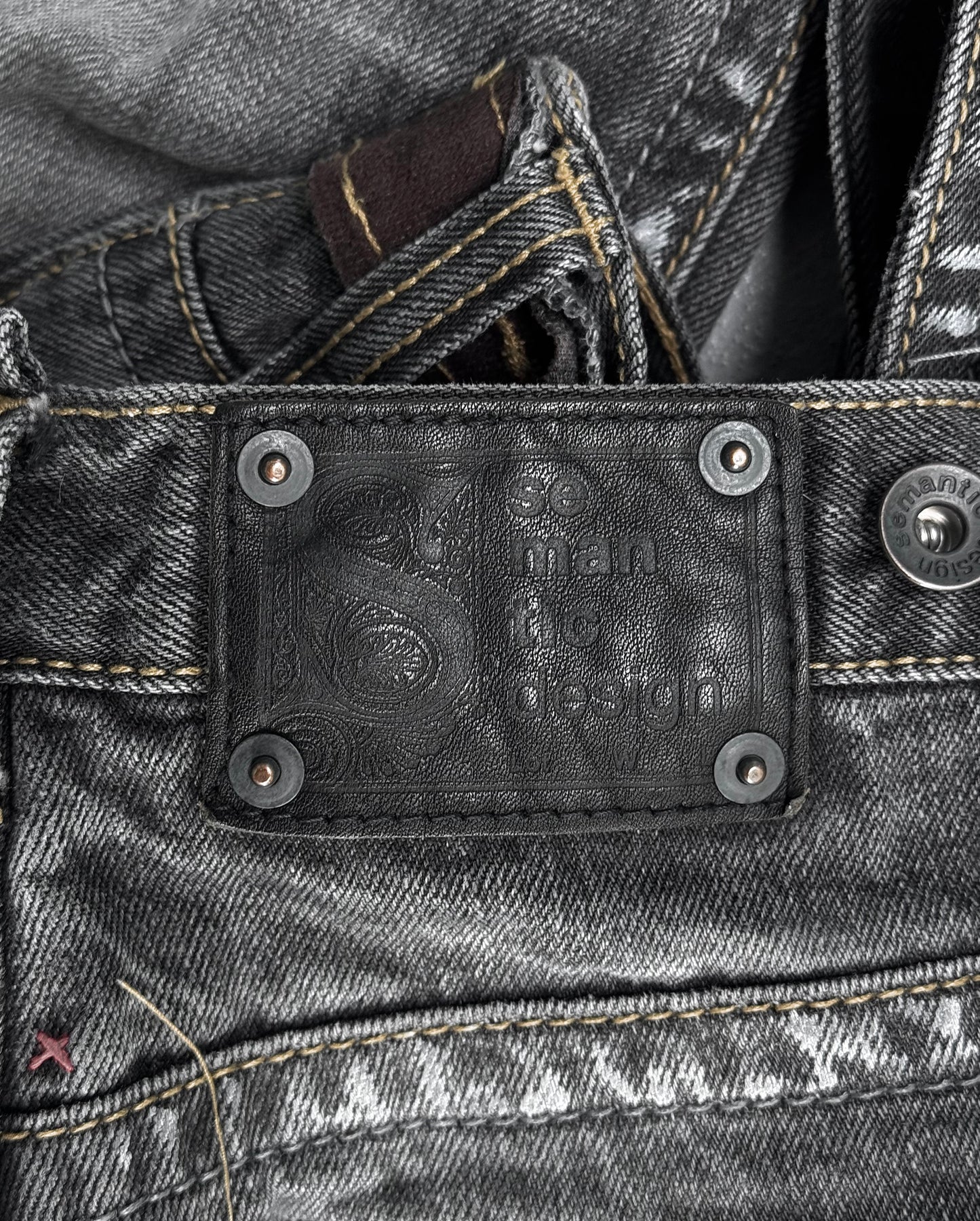 SemanticDesign Early 00s Multi-zip Paint Splattered Flare Denim