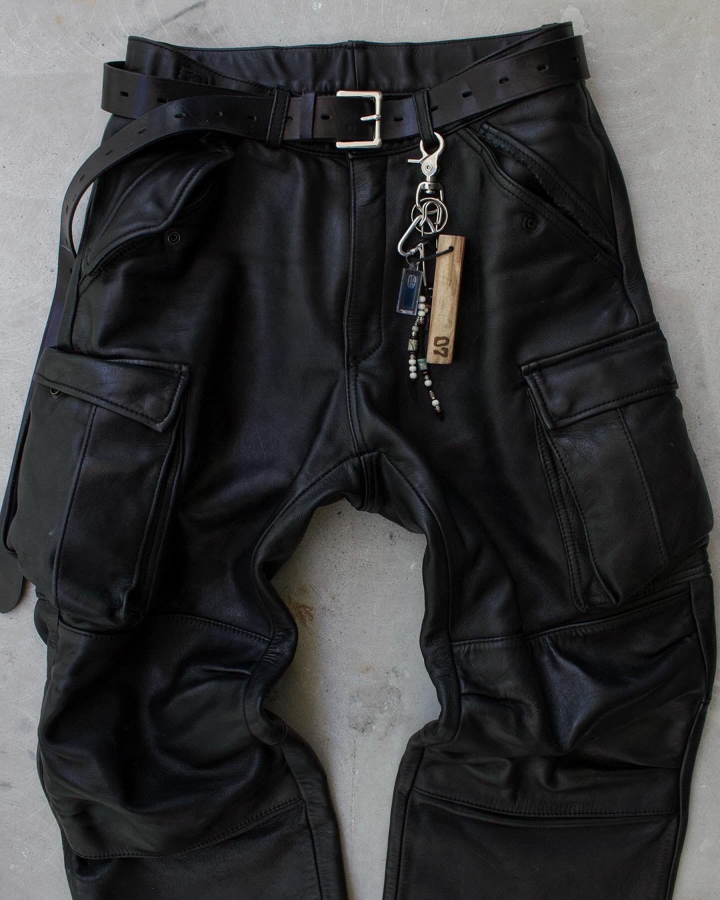 KADOYA K’s Leather 00s Cowhide Leather Wide Cut Motorcycle Cargo Pants