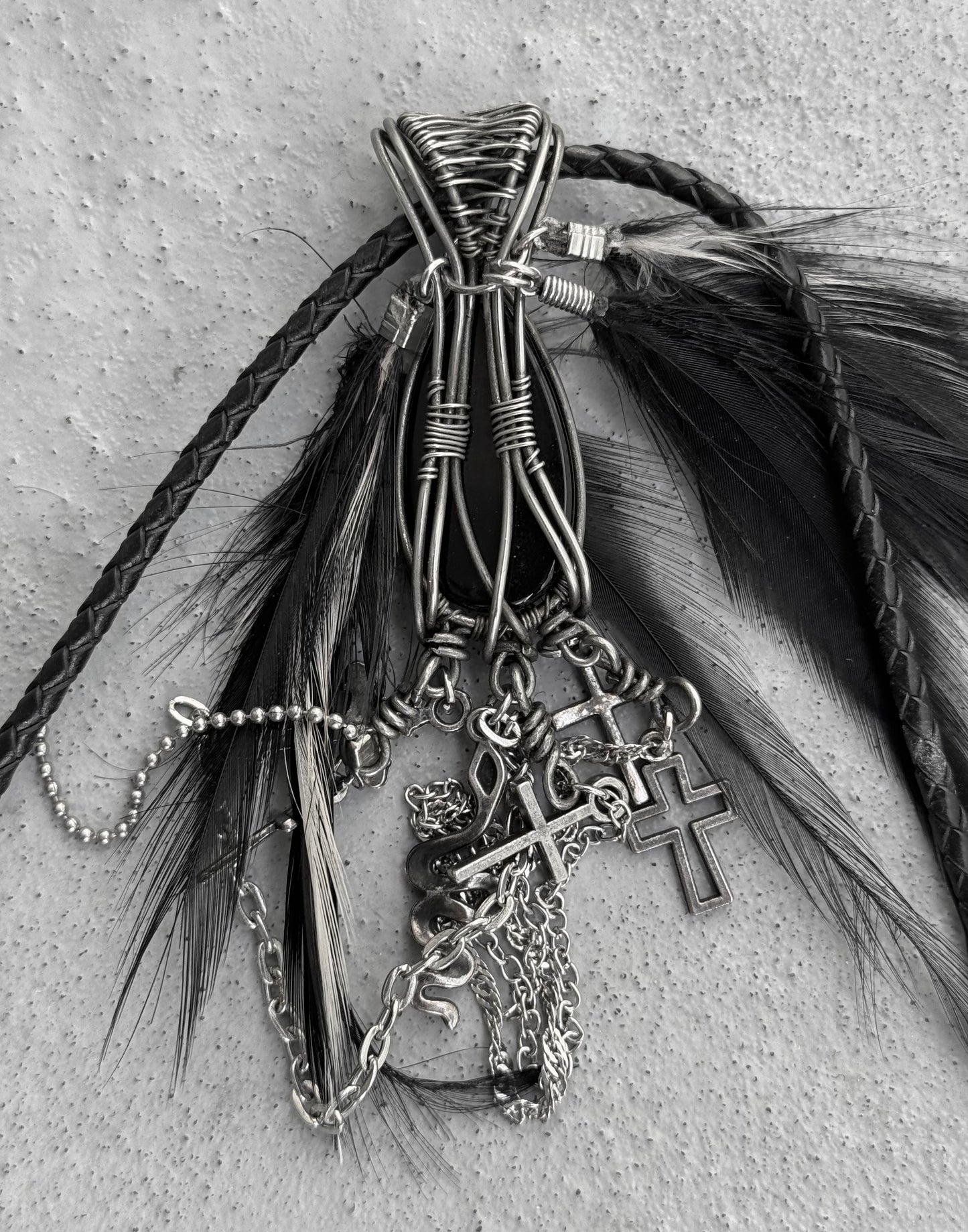 VY001 Custom “NOIR” Feather Necklace