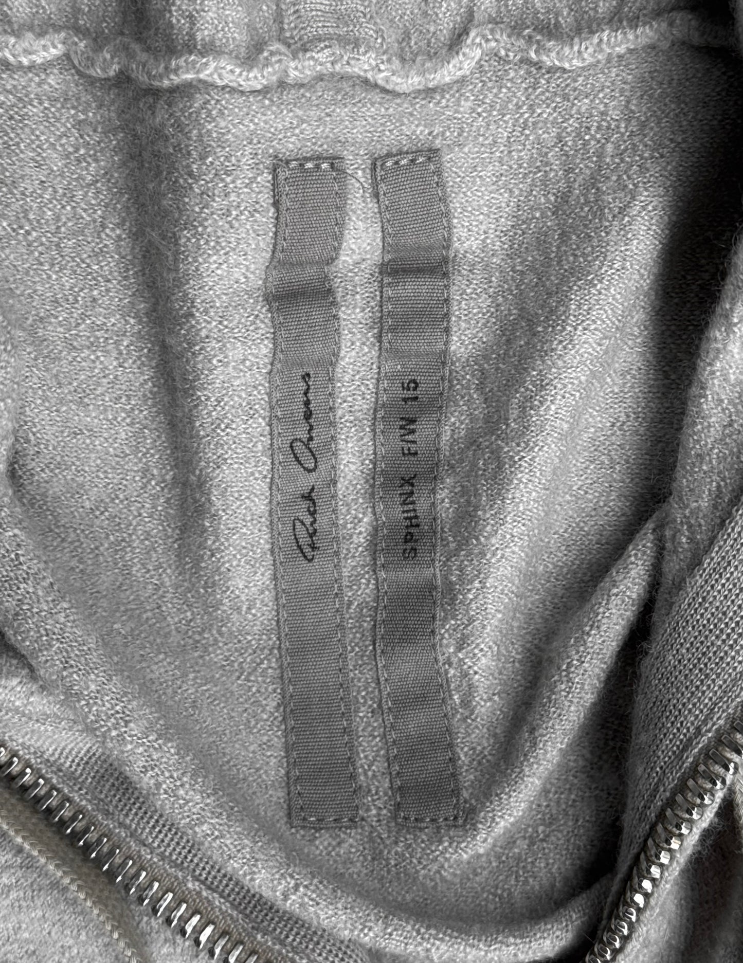 Rick Owens AW15 “SPHINX” Pearl Cashmere Zip-up Hoodie
