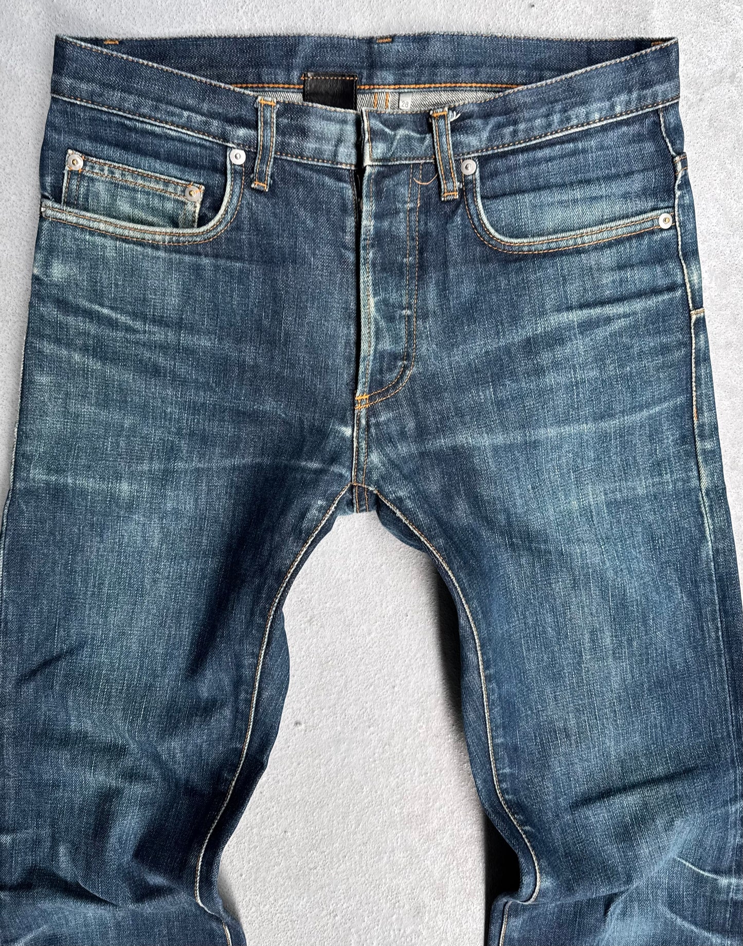 DIOR HOMME by Hedi Slimane Early 00s Blue Claw Mark Skinny Denim