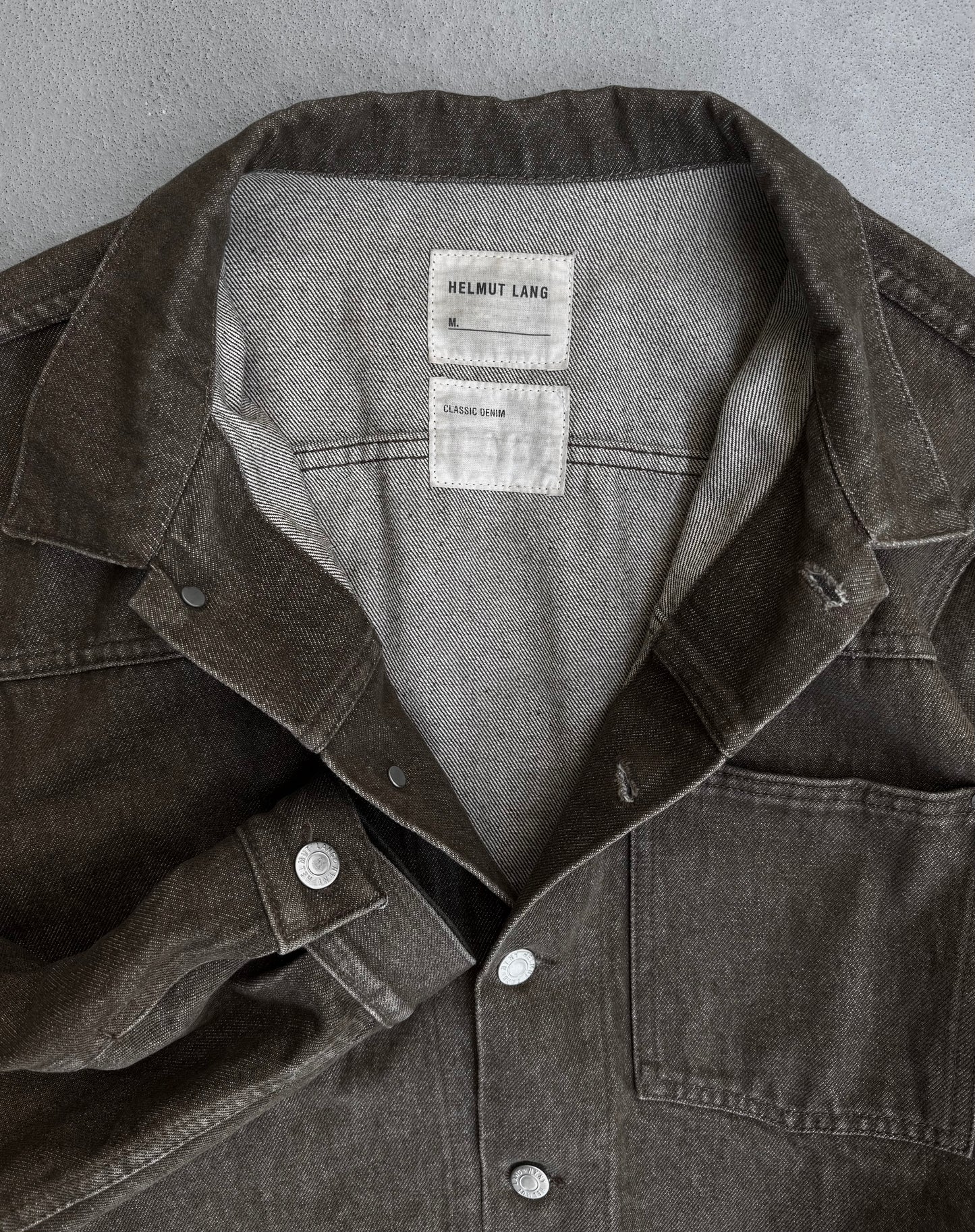 Helmut Lang Early 00s Washed Brown Cropped Denim Jacket