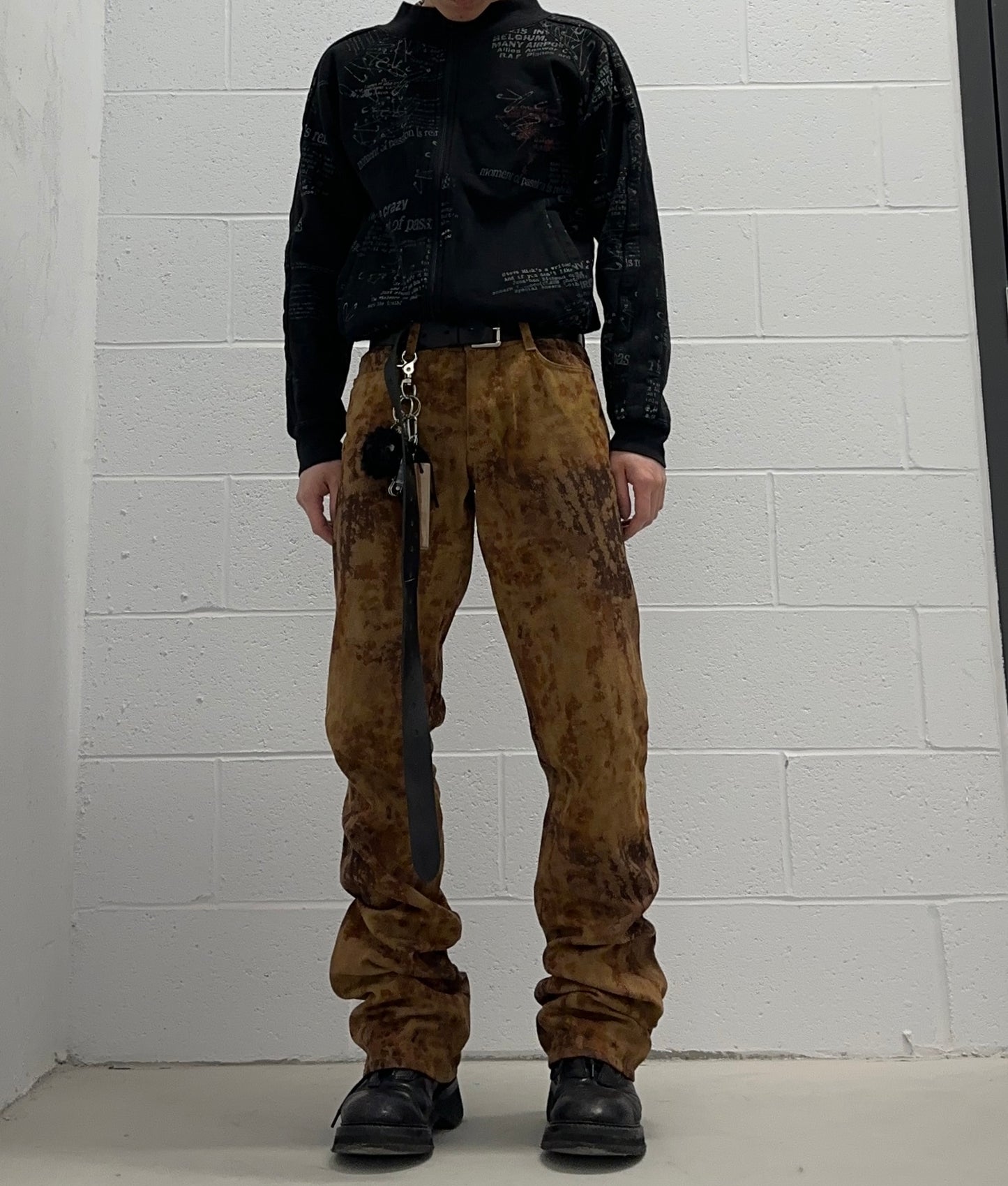 5351 Pour Les Hommes Early 00s Burnt Rust Velour Flare Pants