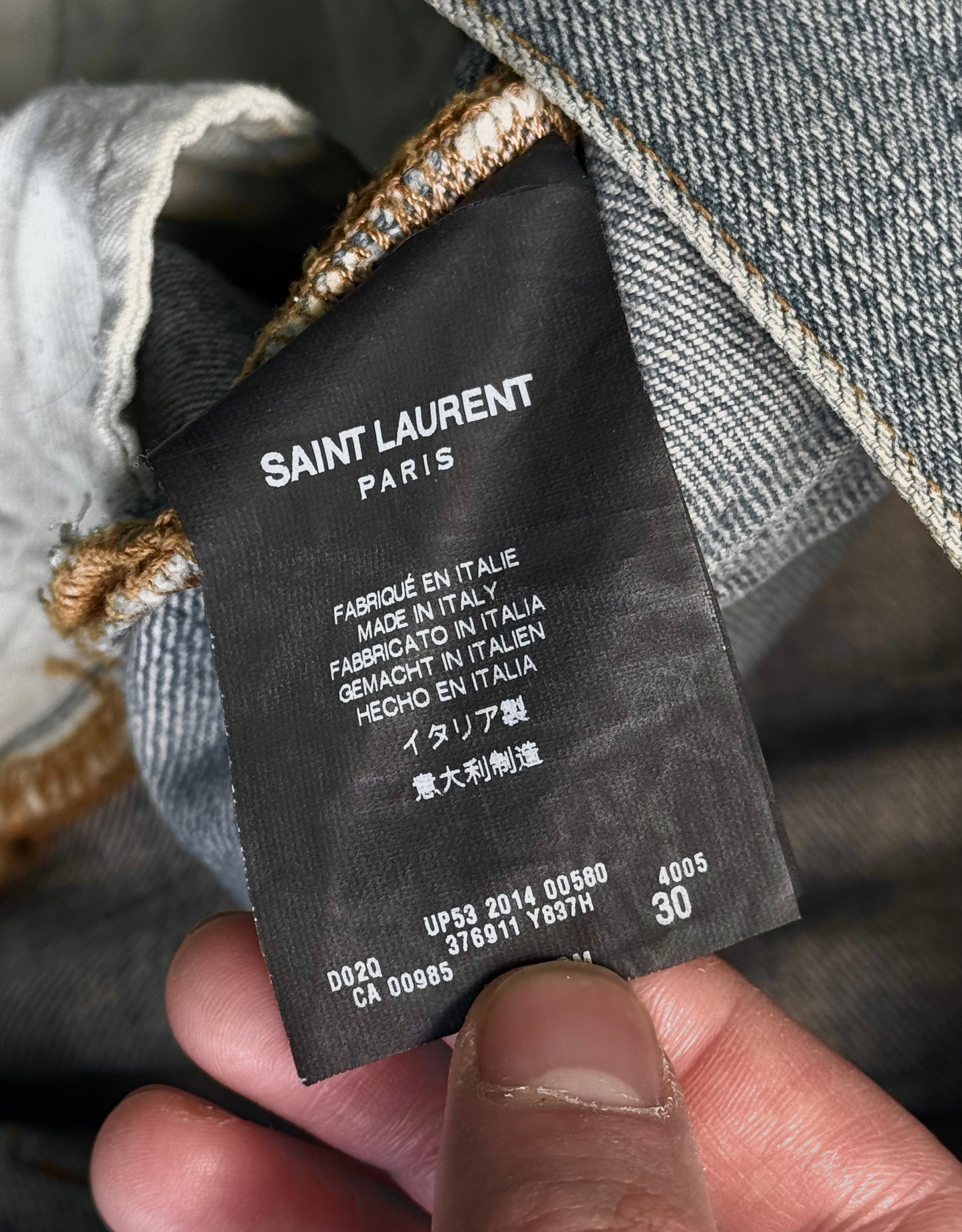 Saint Laurent Paris SS15 Blue ‘D02’ Distressed Crash Denim