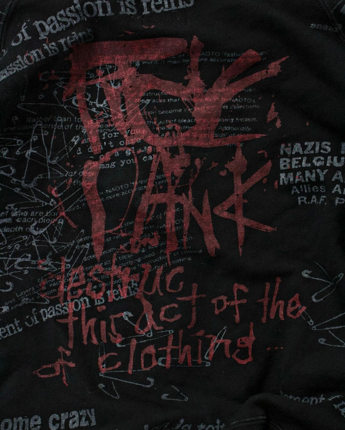 h.NAOTO h.ARNACHY Early 00s Punk Typewrite Graphic Zip-Up Track Jacket