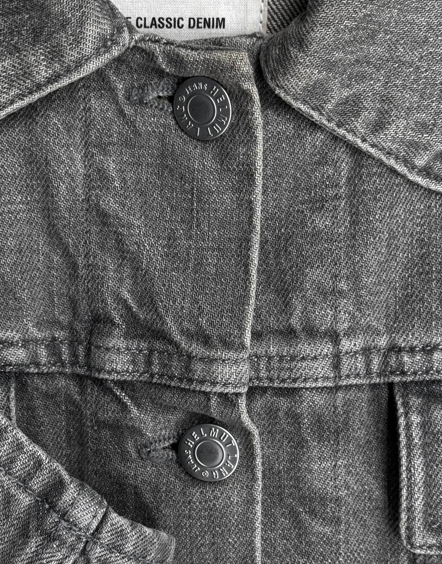 Helmut Lang Early 00s Washed Grey Extended Sleeves Denim Trucker Jacket