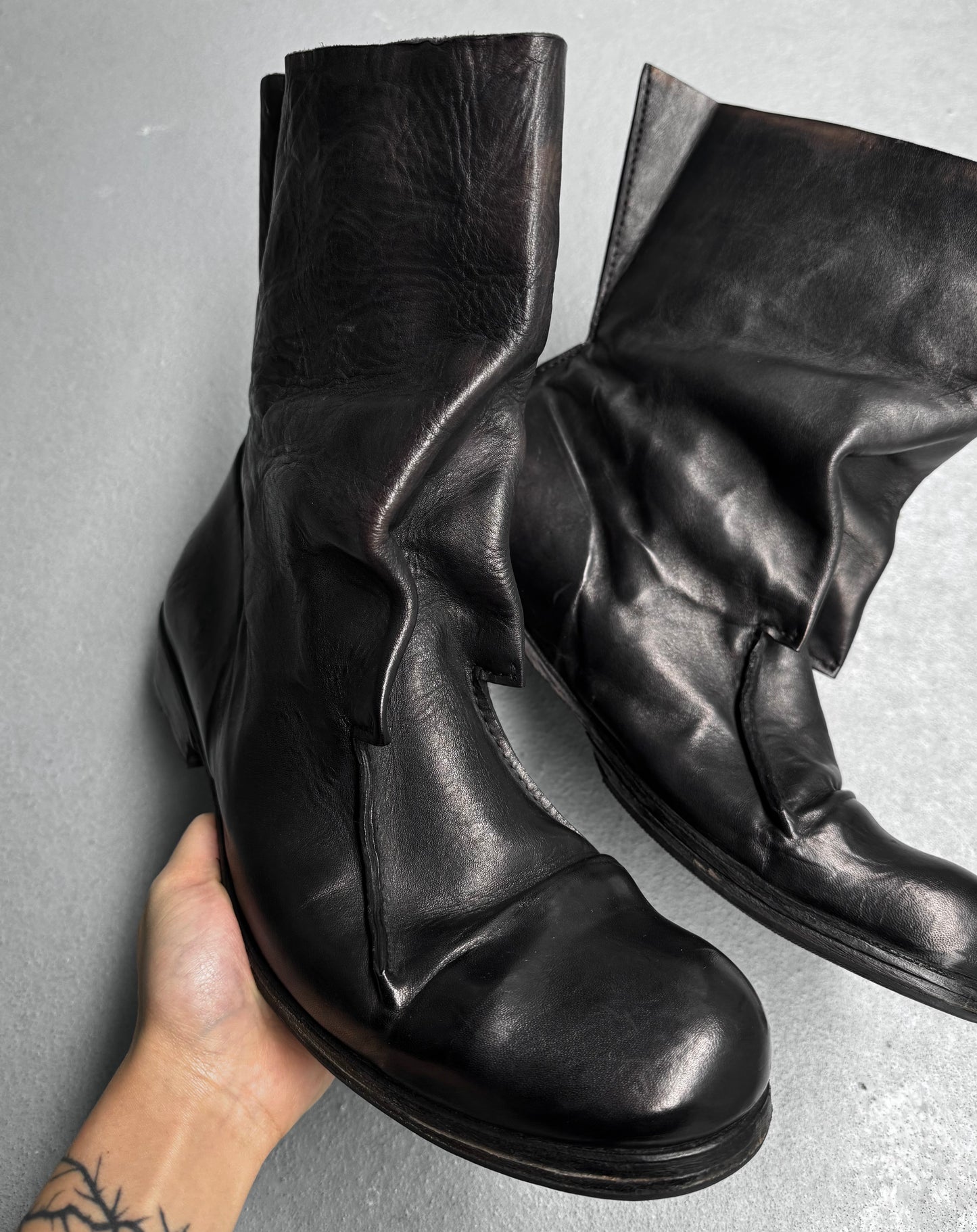 Boris Bidjan Saberi x Muñoz Vrandecic AW14-15 ‘BOOT1-F235’ Horse Leather Pull-on Boots