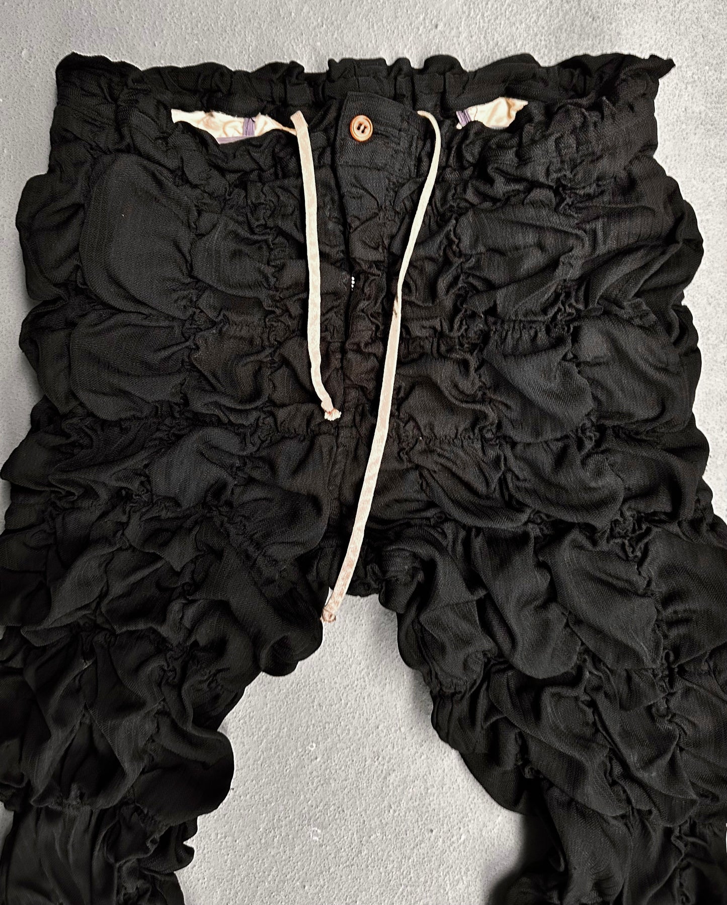 COMME des GARÇONS HOMME PLUS SS19 Ruched Ruffle Wool Pants