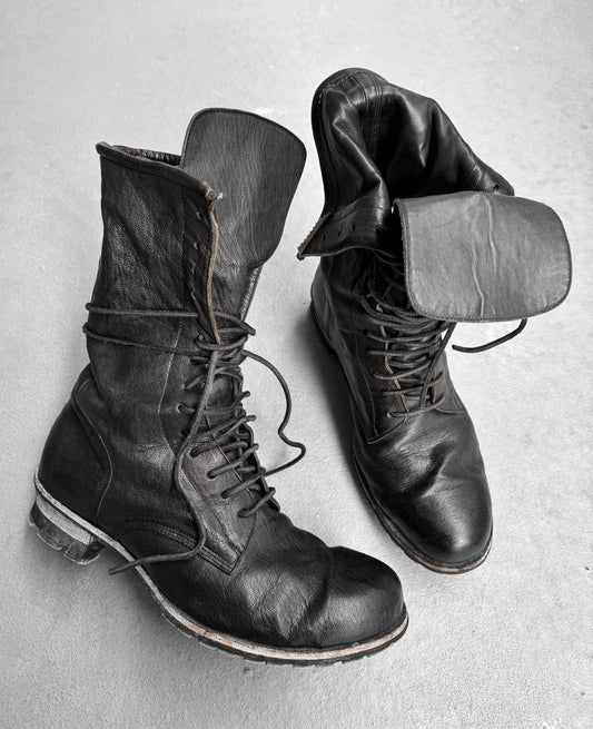 MiharaYasuhiro AW06 Distressed Leather 14-hole Lace-up Foldable Military Boots
