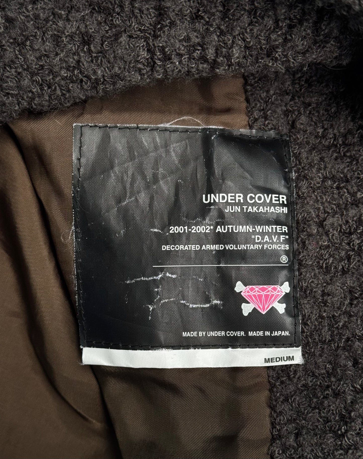 UNDERCOVER AW01 “D.A.V.F” Khaki Teddy Fleece Wool Blazer