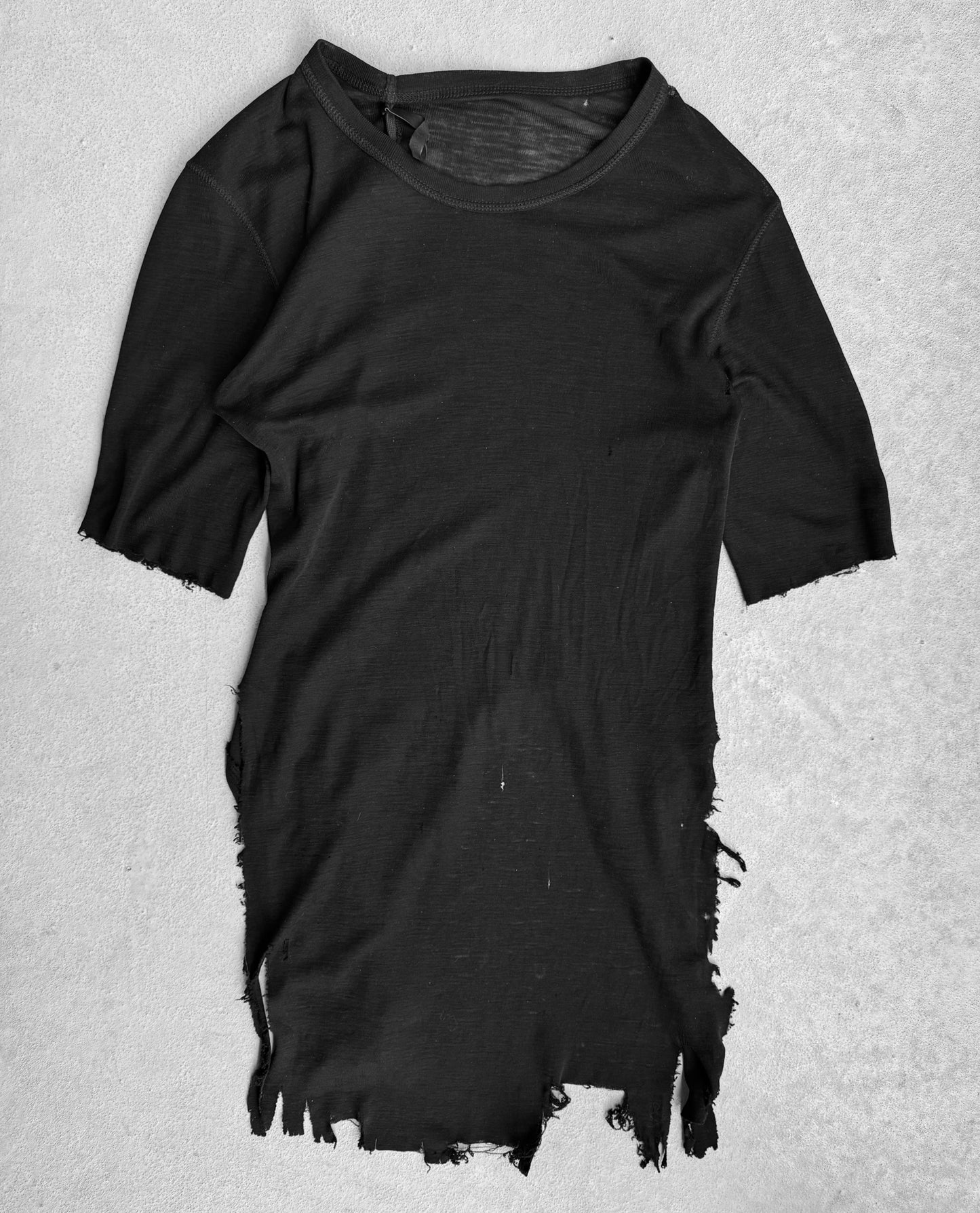 Boris Bidjan Saberi SS15 Black Object-dyed Asymmetrical Cashmere Knitted T-shirt