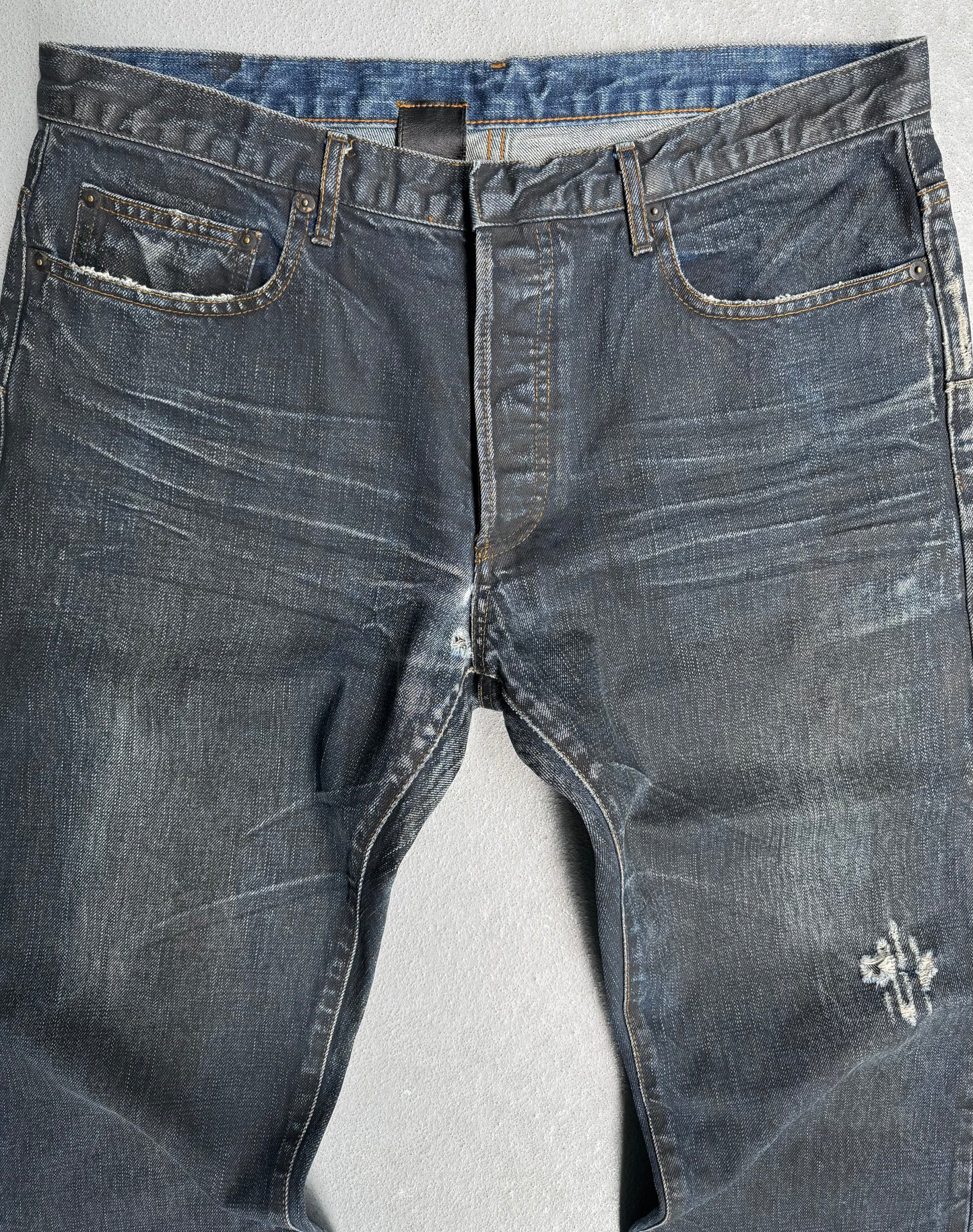 DIOR HOMME by Hedi Slimane SS03 “Follow Me” Blue Waxed Claw-mark Denim