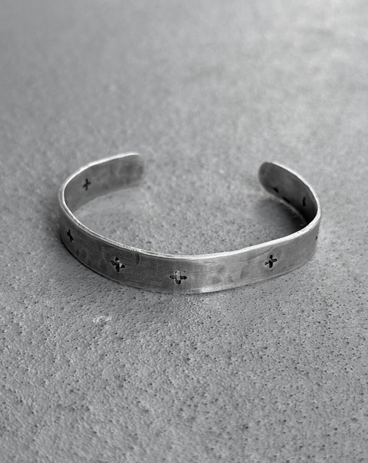 m.a+ by Maurizio Amadei 'AB15 AG' Cross Punched Silver Bracelet
