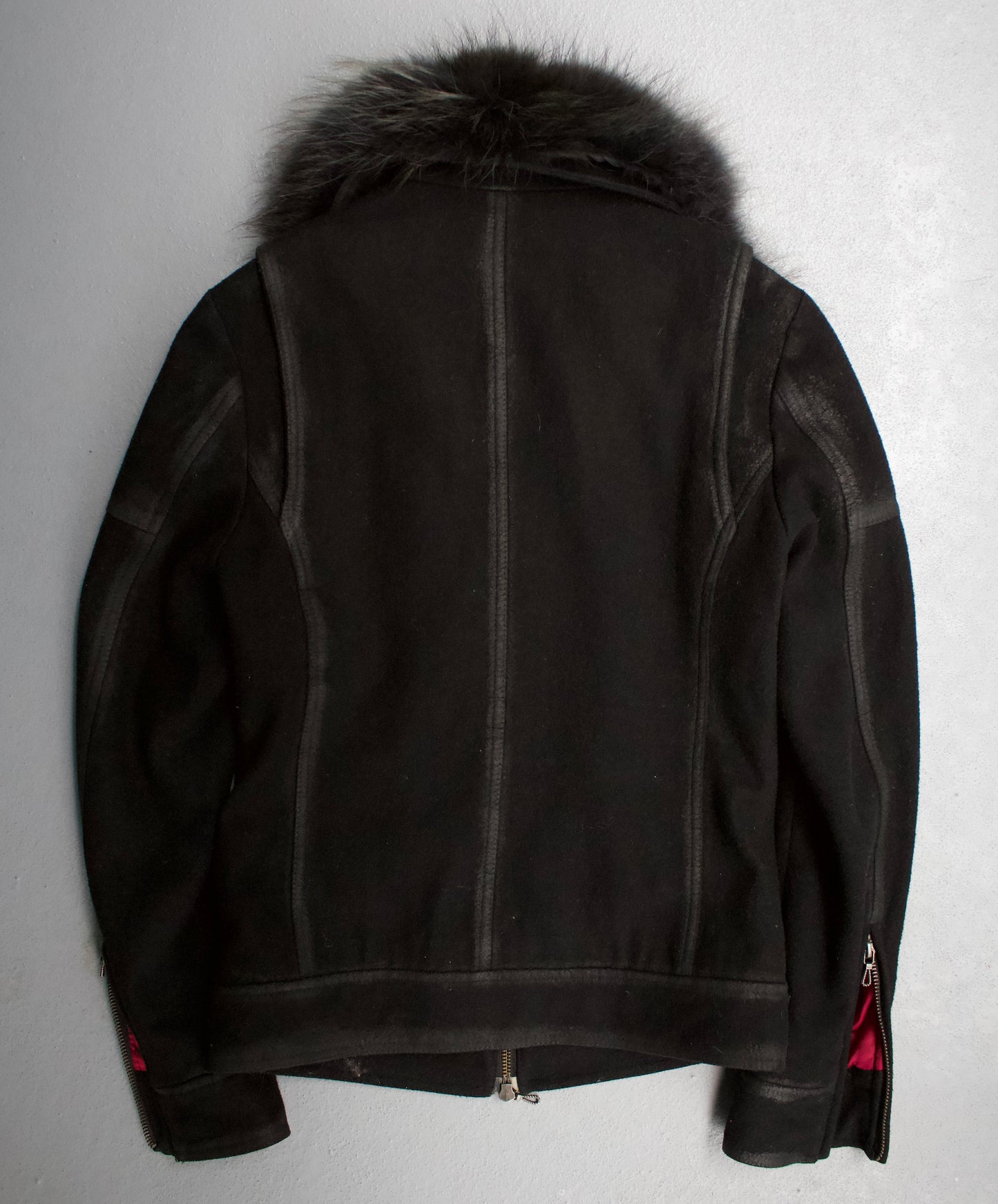GOSTAR DE FUGA Early 00s Racoon Fur Wool Rider Jacket