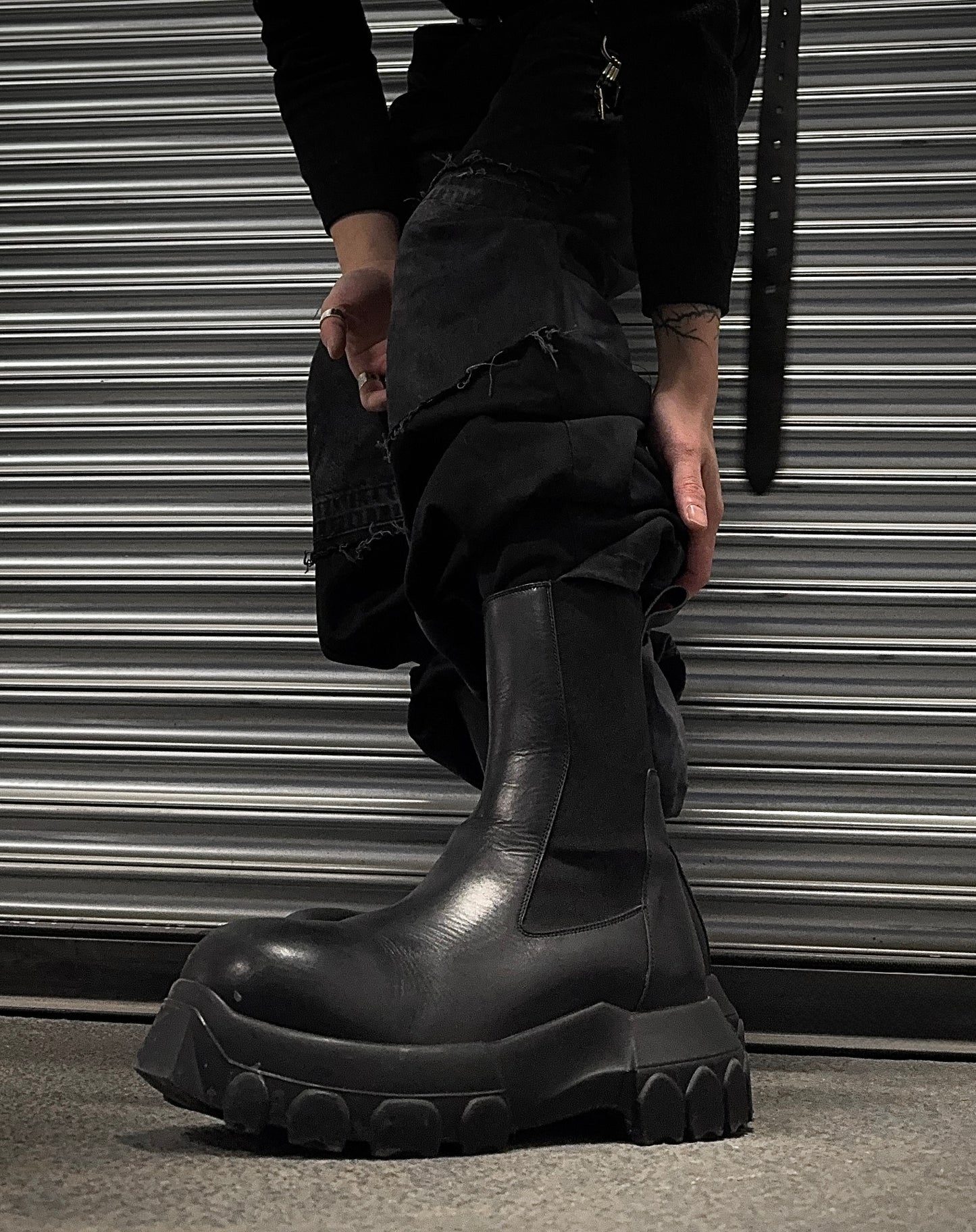 Rick Owens AW22 “STROBE” Leather Bozo Tractor Boots
