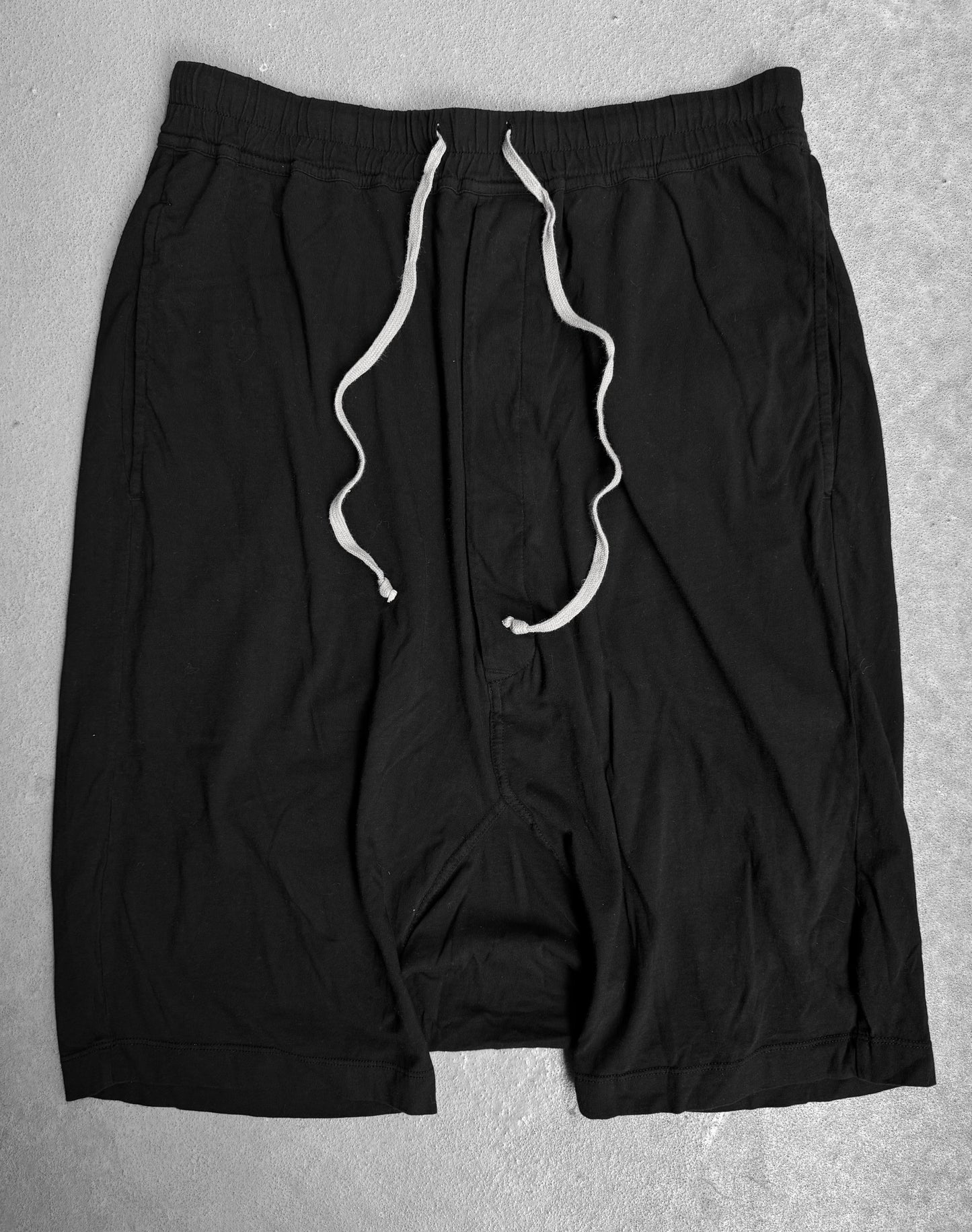 Rick Owens DRKSHDW SS15 “FAUN” Black Lightweight Drop-crotch Pod Shorts