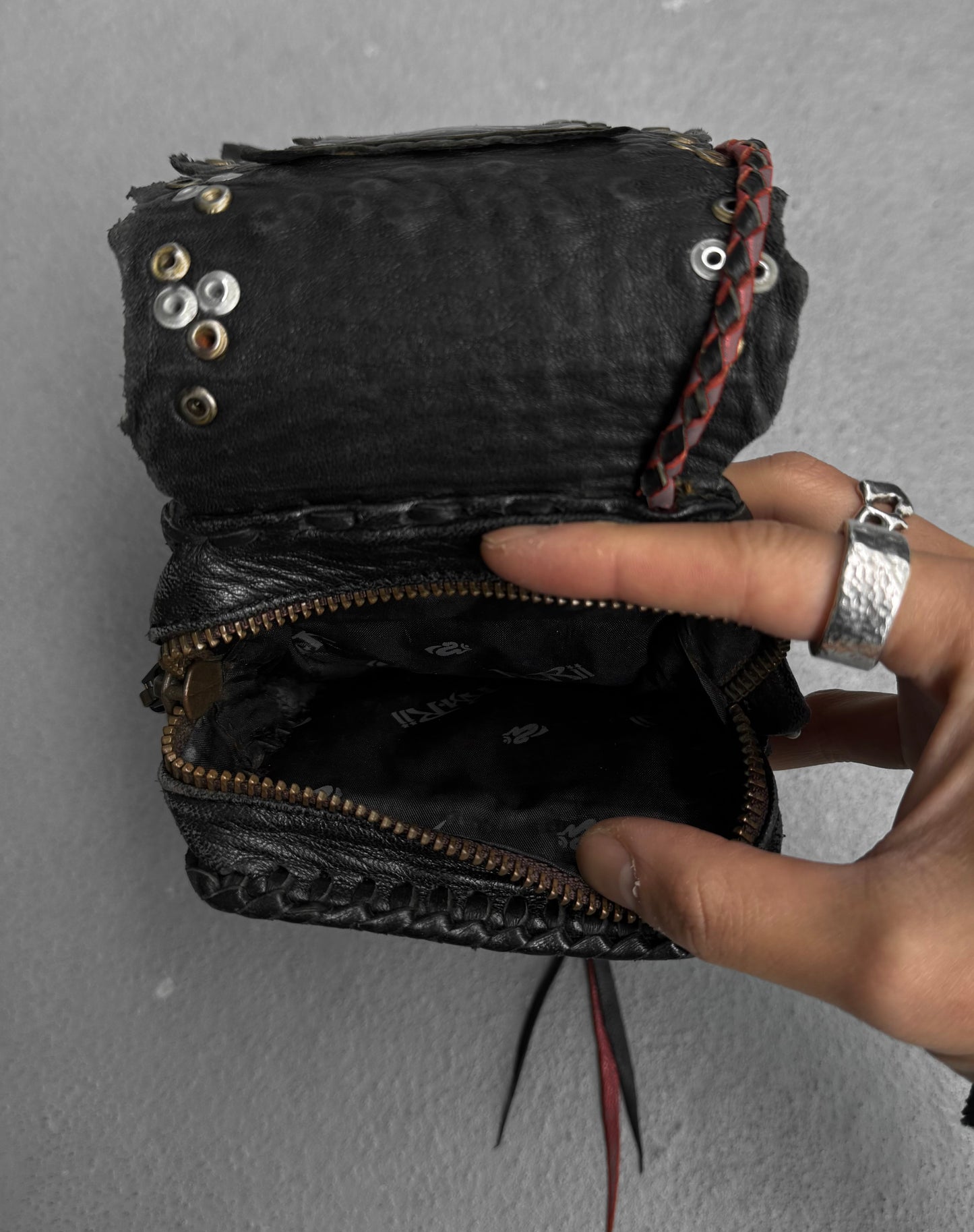 KMRii Early 00s Custom ‘Dragon Eye’ Leather Zip Pouch