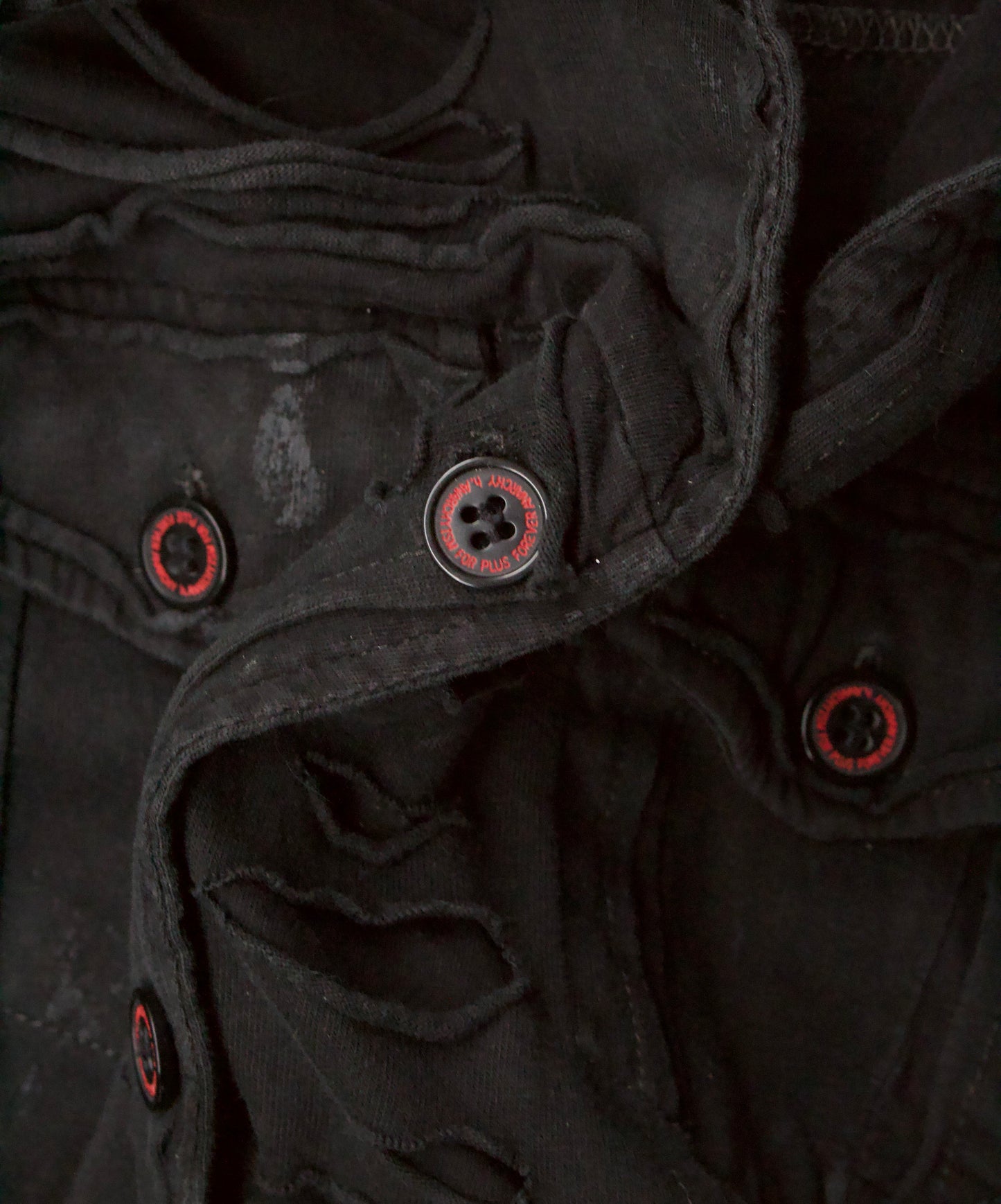 h.NAOTO H.ANARCHYISM for PLUS 00s Distressed Cut-out Buttons Jacket