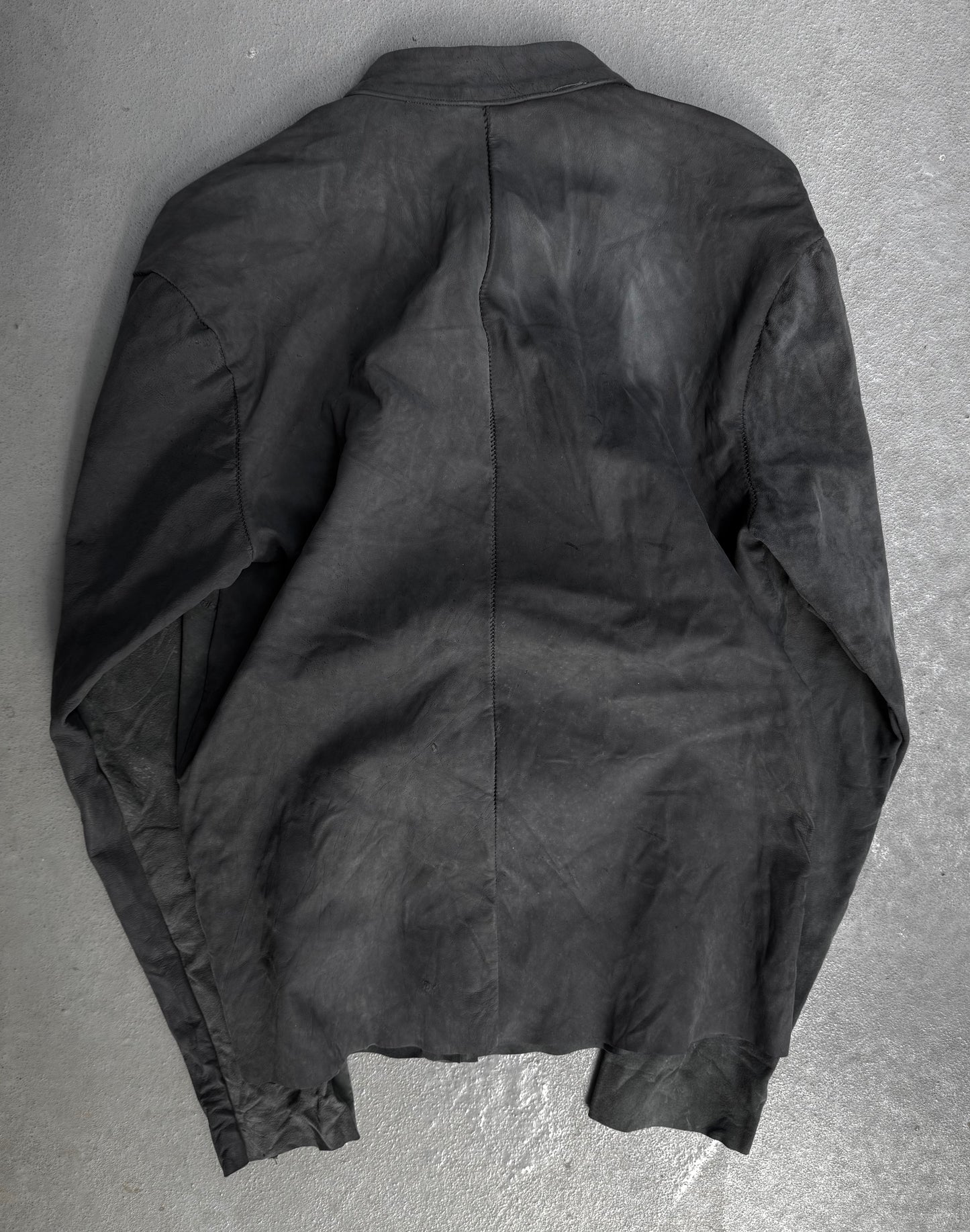 Zam Barrett SS25 Two-Toned Overlock Kangaroo ‘Faulted Shoulder 2.0’ Leather Jacket