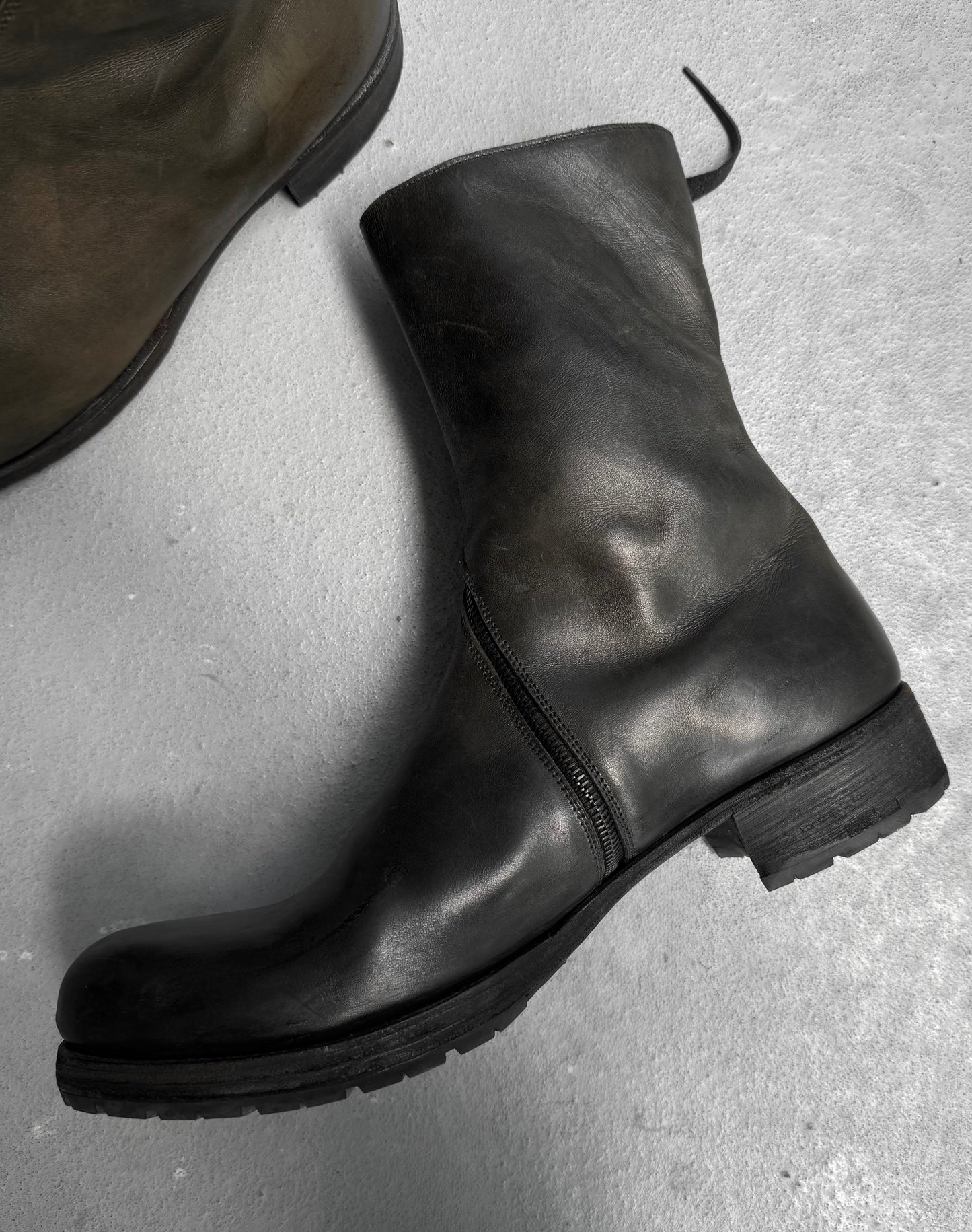 m.a+ by Maurizio Amadei 'S1G3Z' VA 1.5 Grey Spiral Zip Horse Leather Boots
