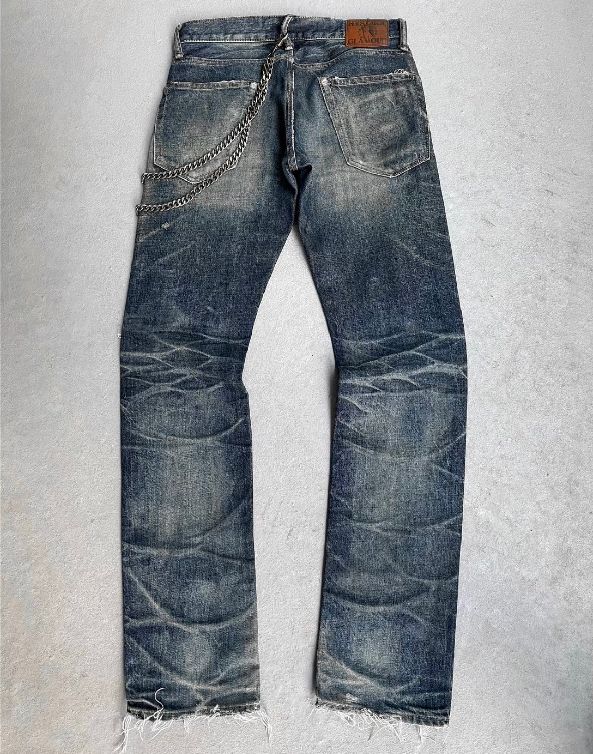 Hysteric Glamour Early 00s Thrashed Studded Blue Denim