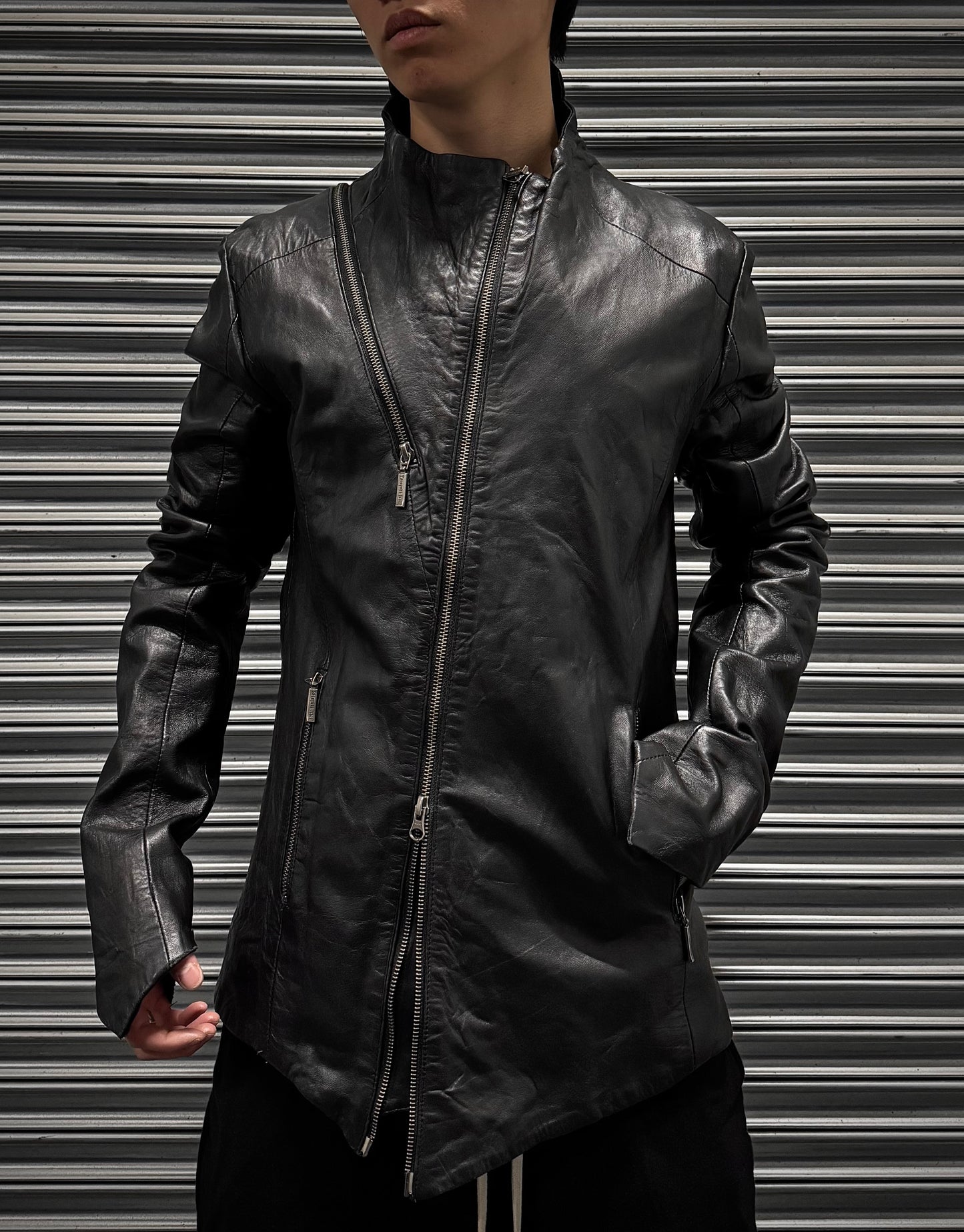 Yasuyuki Ishii Early 00s Spiral Zip Sheepskin Leather Jacket