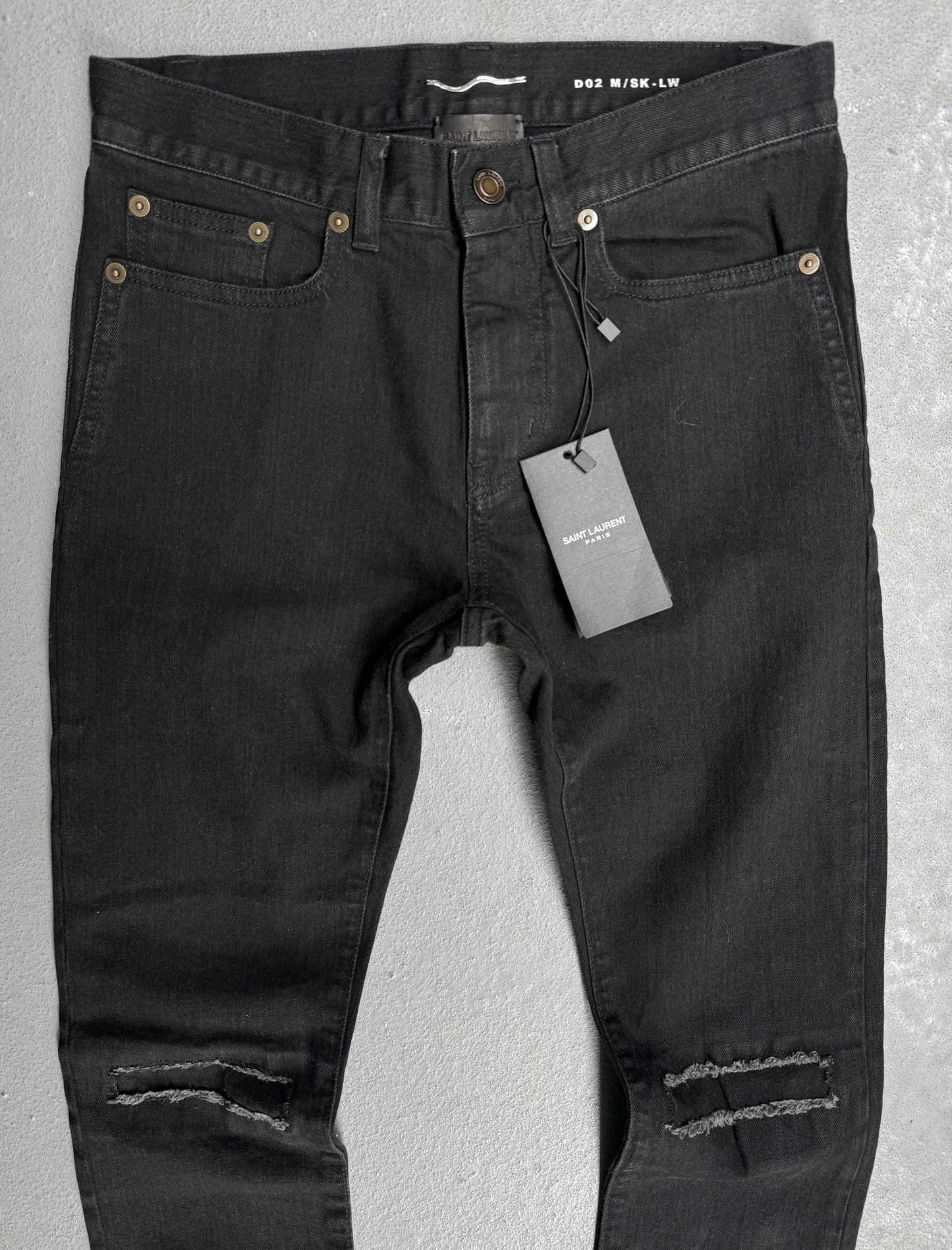 Saint Laurent Paris SS17 'D02' Distressed Knee Skinny Denim