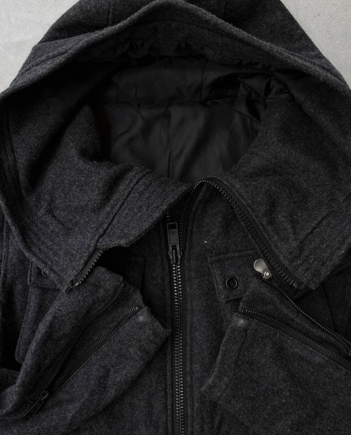PPFM Early 00s Hooded Mask Heavy Wool Rider Jacket