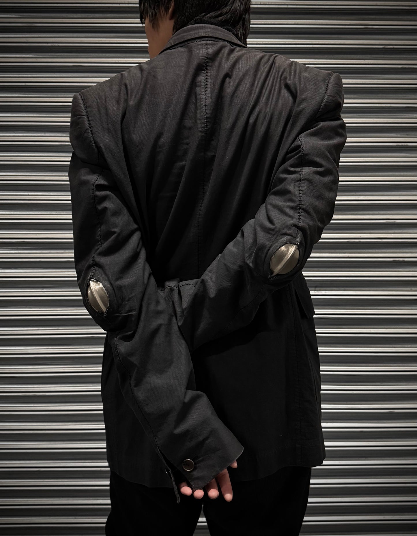 Carol Christian Poell 2010 'GM/2618OOD CORD-PTC/10' Taped Seam Titanium Prosthetic Elbow Overlock Blazer
