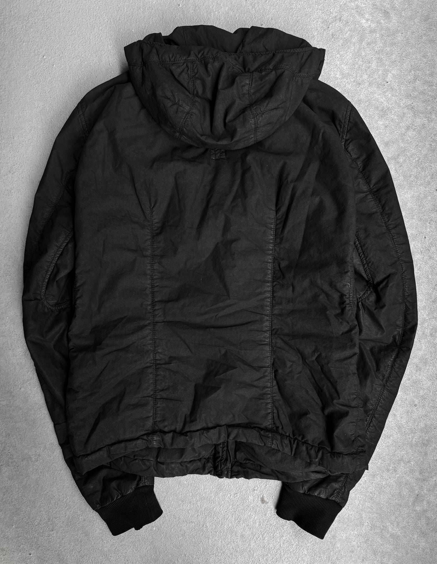 Rick Owens DRKSHDW AW08 “STAG” Waxed Cotton Scuba Bullet Hooded Jacket