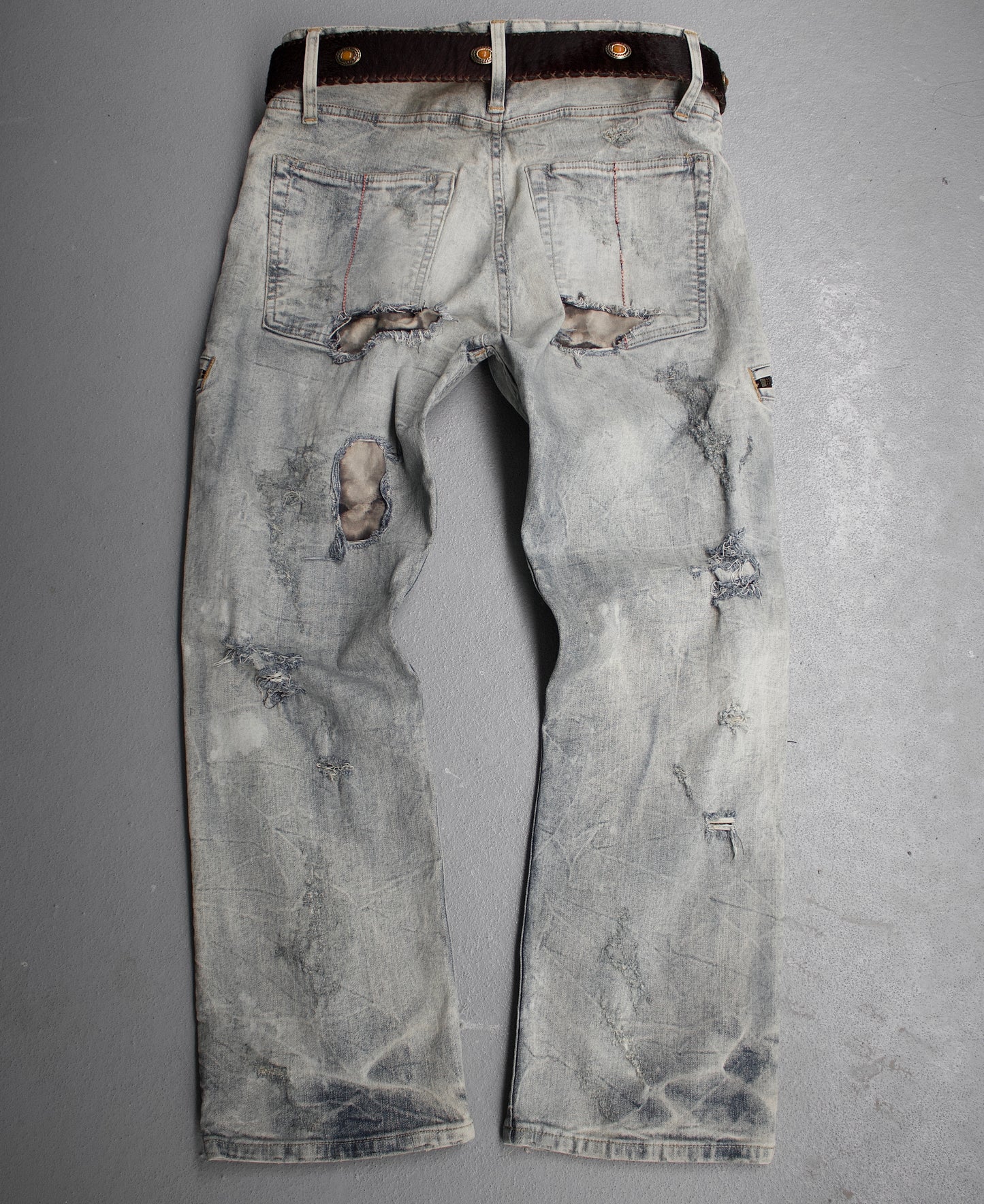 L.G.B. Early 00s Distressed Acid-Wash Bootcut Denim