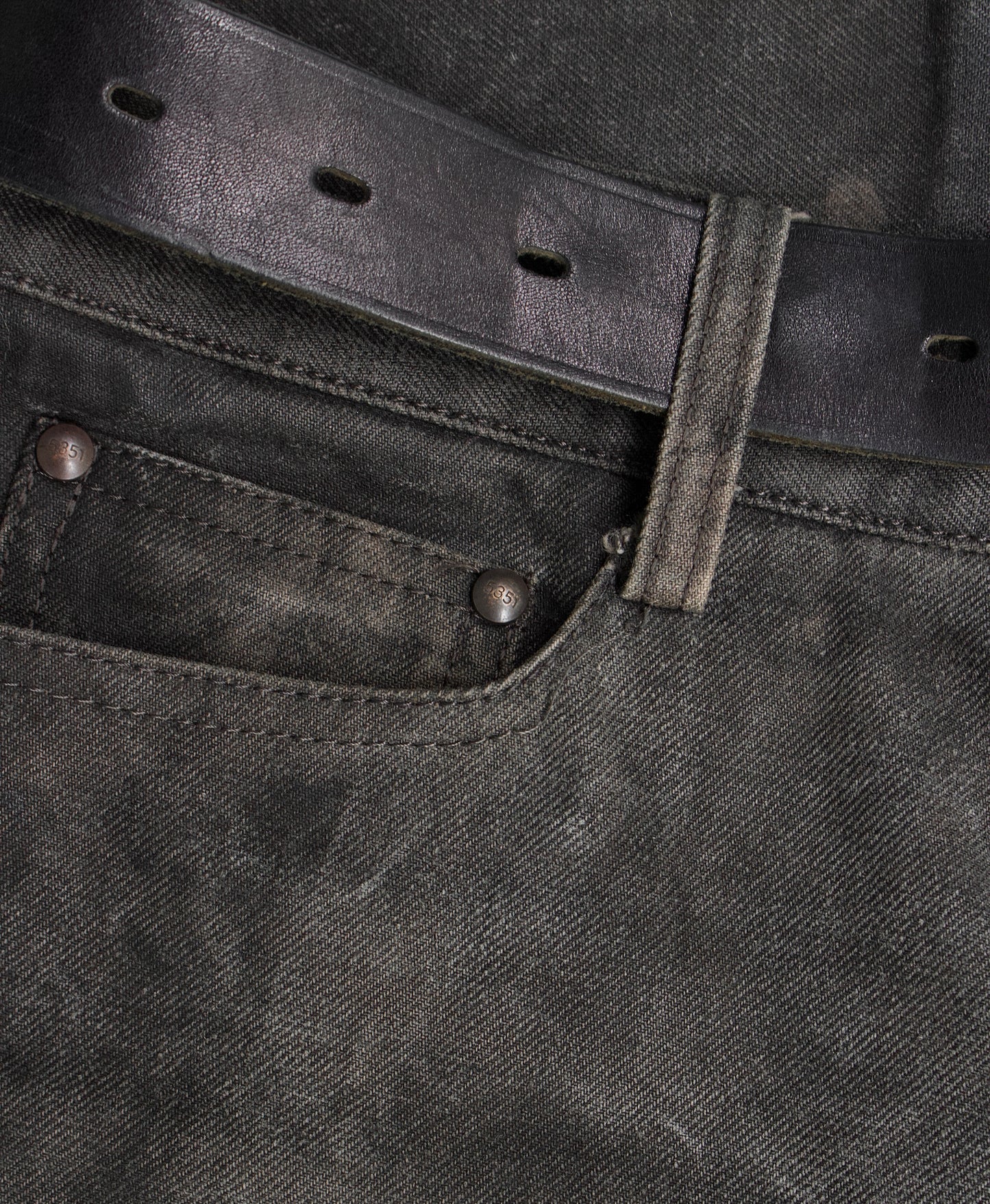 5351 Pour Les Hommes Early 00s Stone-Wash Waxed Flare Denim
