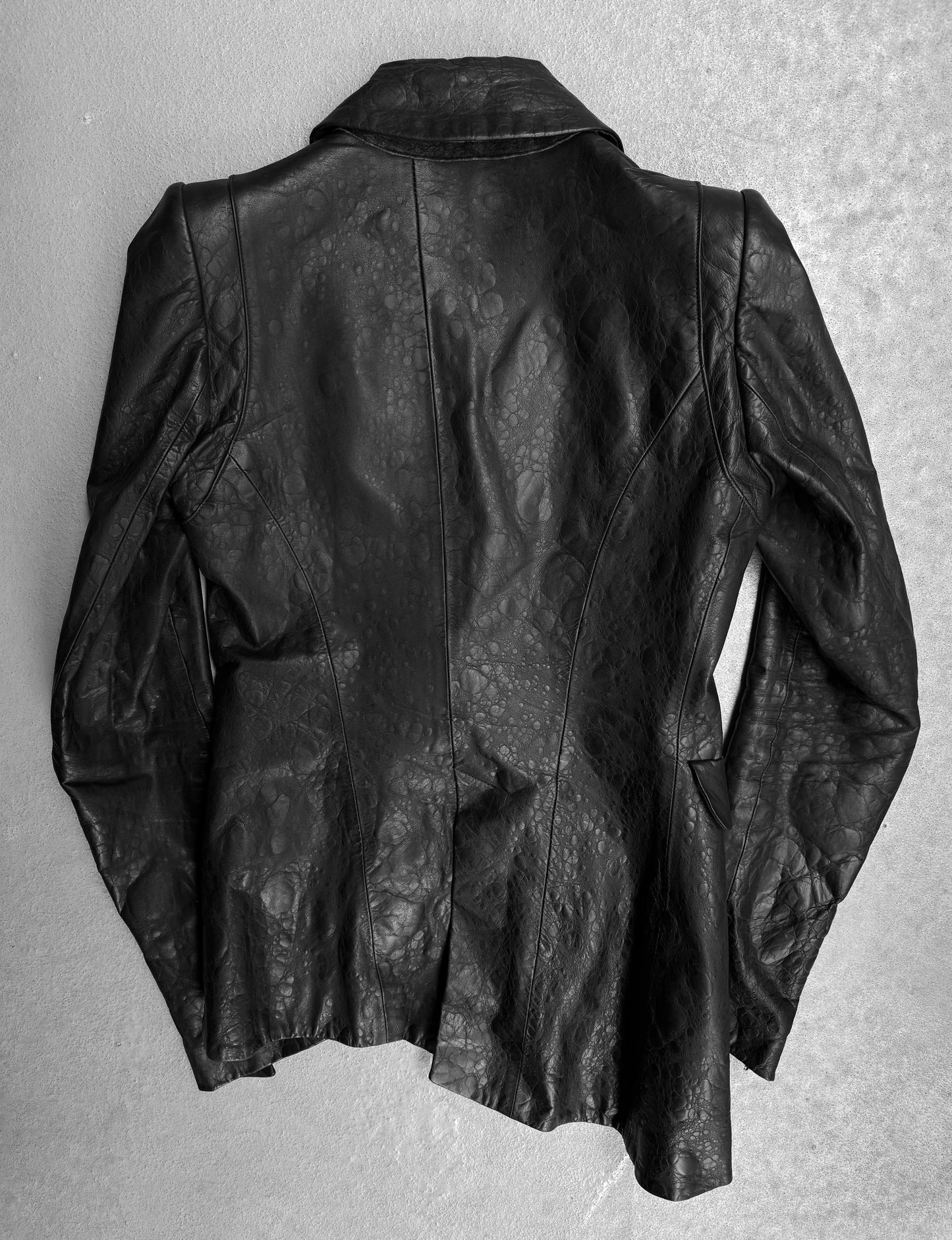 IfSixWasNine Post-2010 ‘NO. Black Jaguar / JK’ Reptile Calfskin Leather Blazer