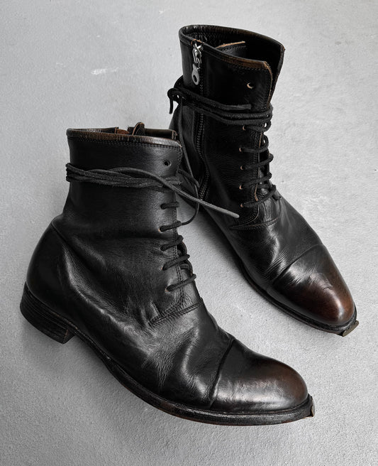 MiharaYasuhiro SS08 Distressed Leather Cap-Toe Military Heel Boots