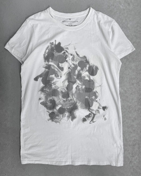 KRISVANASSCHE Early 00s White Abstract Graphic T-Shirt
