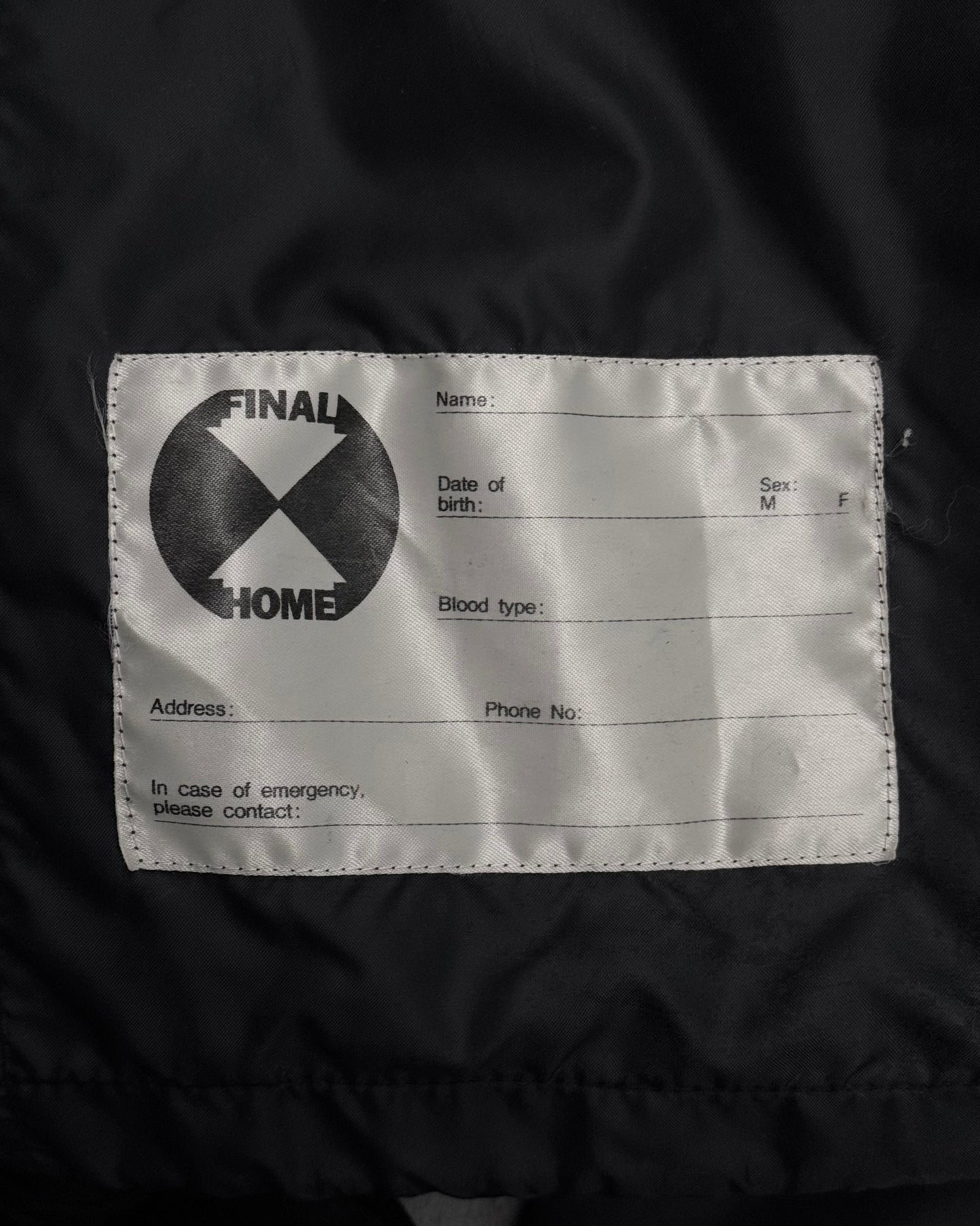 FINAL HOME Late 90s Packable Asymmetrical Survival Anorak