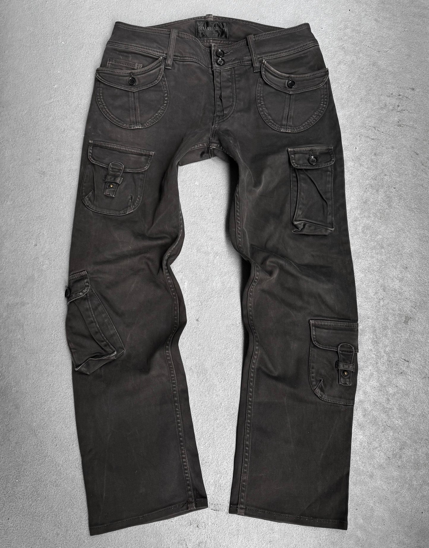 SHARE SPIRIT HOMME Early 00s Multi-pockets Cargo Bootcut Khaki Pants