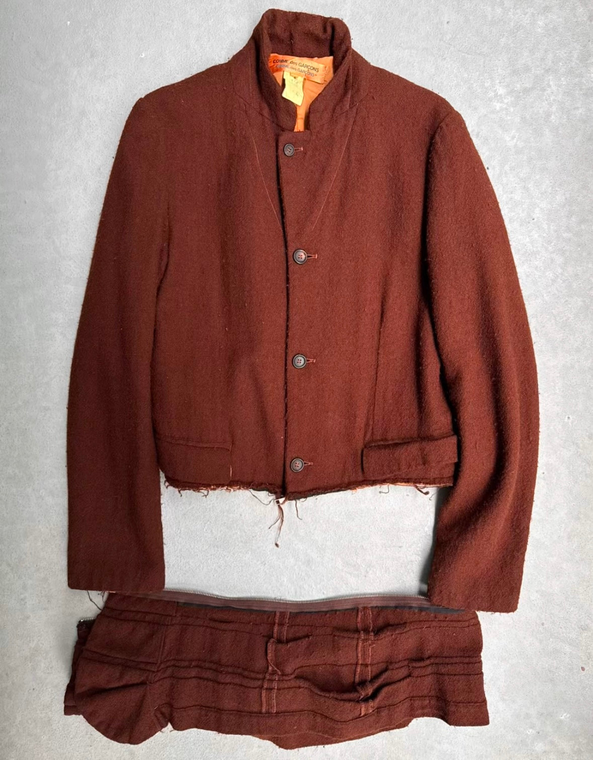 COMME des GARÇONS Early 00s Convertible Garment-dyed Ruffle Blazer