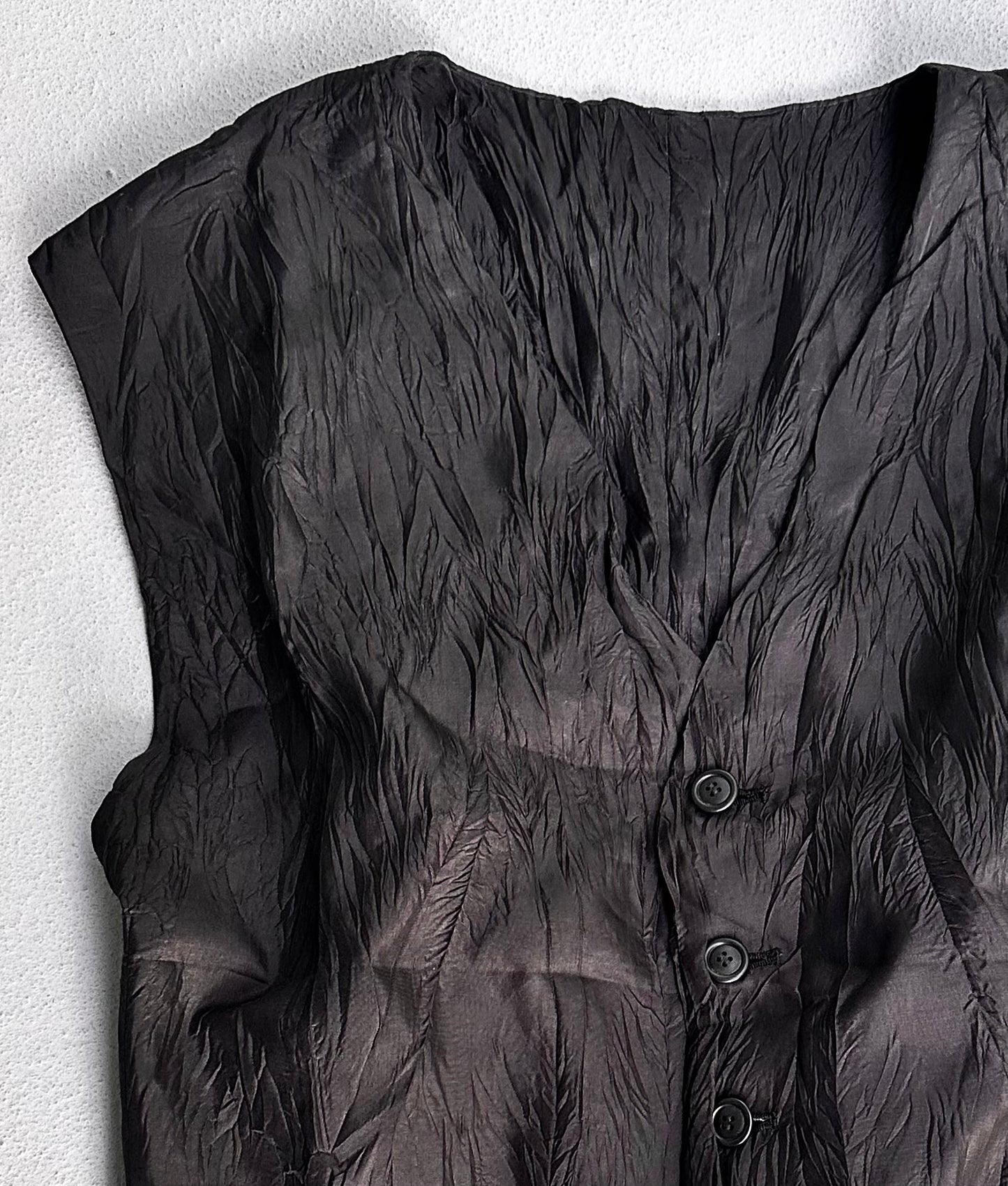 Issey Miyake Men SS97 Black Wrinkle Pleated Vest