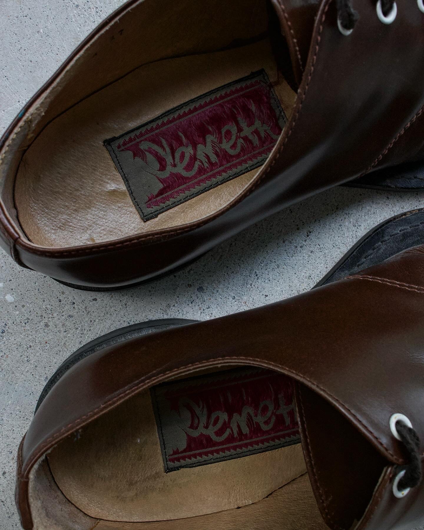 Christopher Nemeth Vintage 90s ‘Linenman’ Round Toe Lace-up Brown Leather Derbies