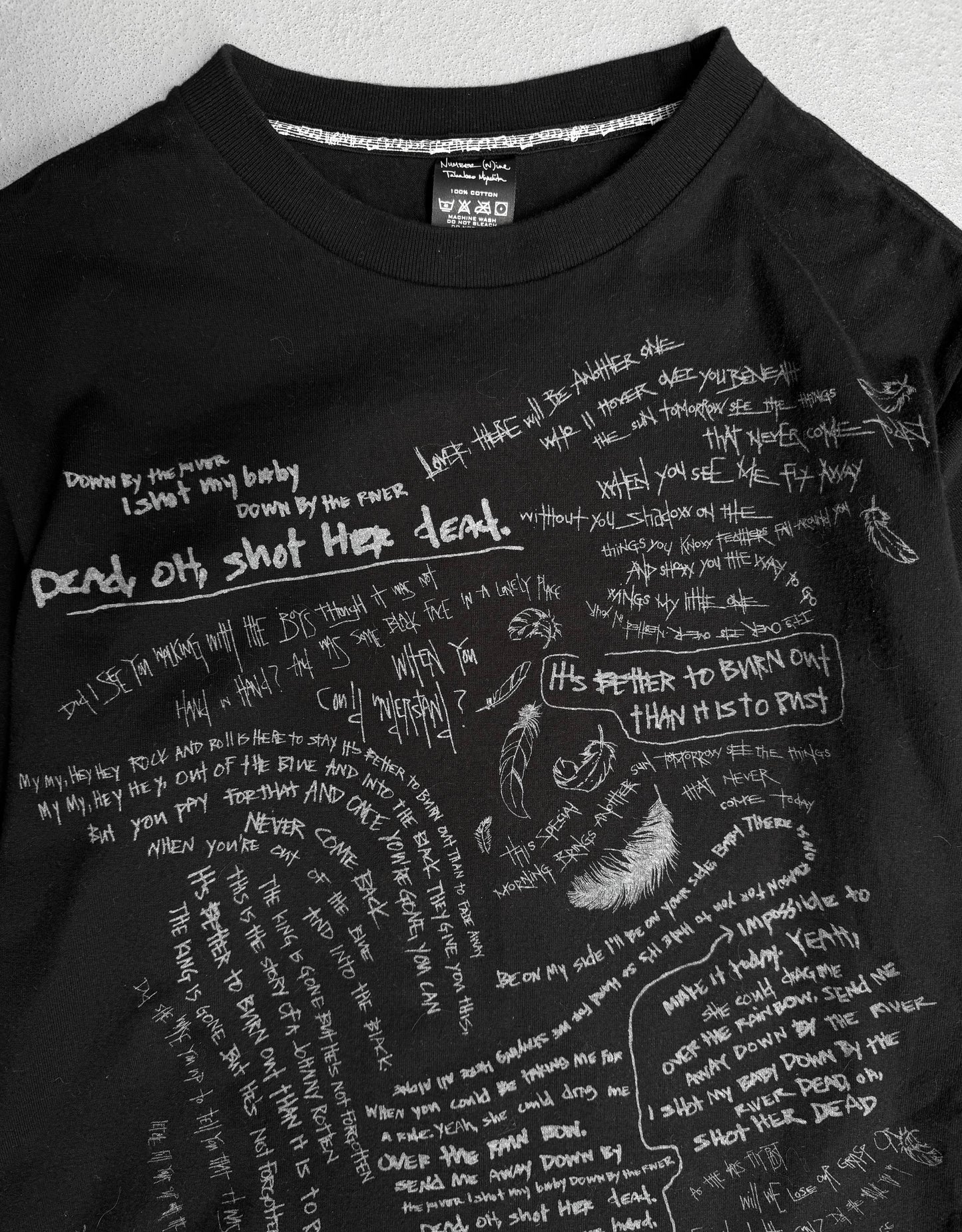 Number (N)ine SS08 “BIRDS” Neil Young Lyrics Graphic T-shirt