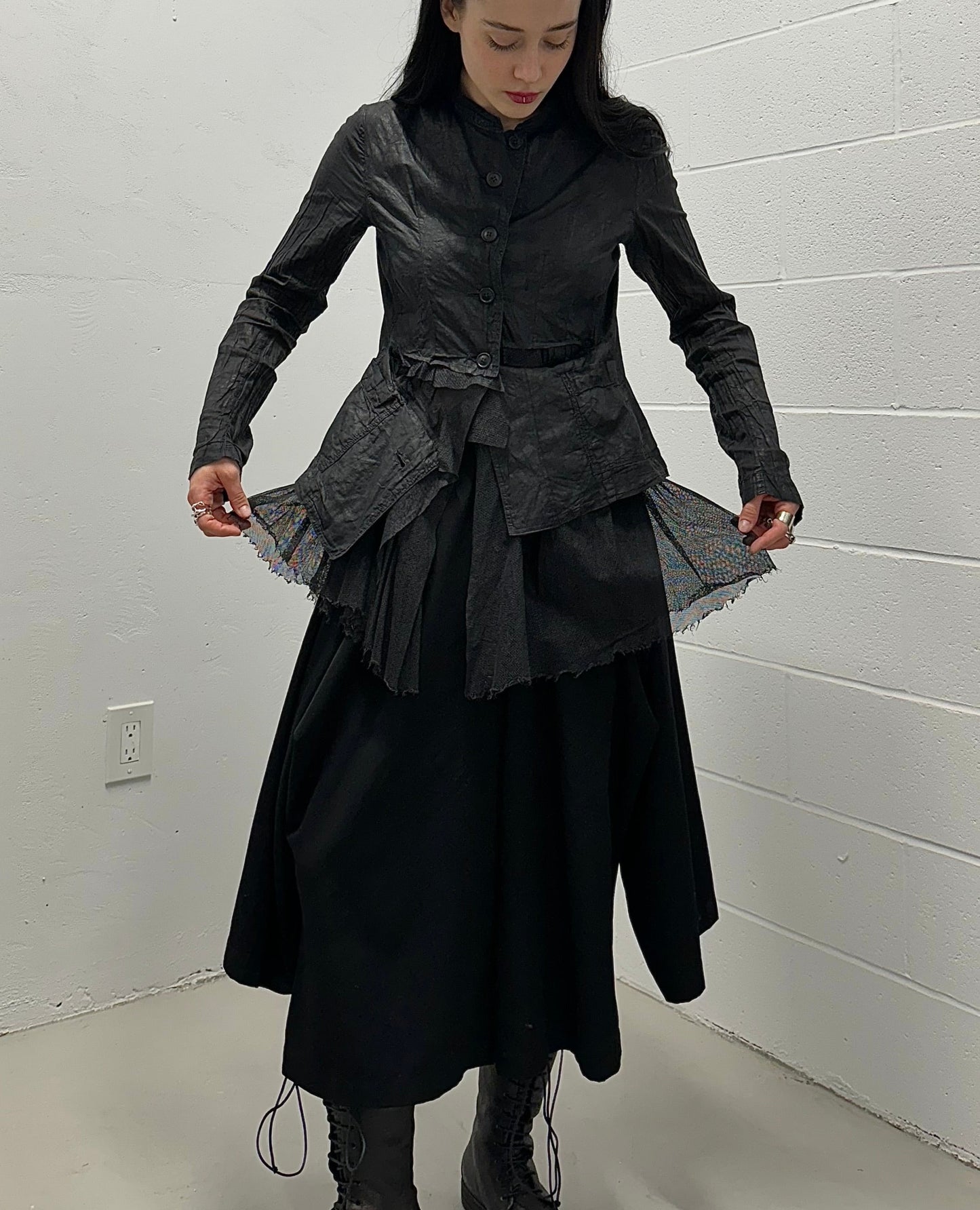 Rundholz Dip Black Waxed Effect Longsleeve Blouse