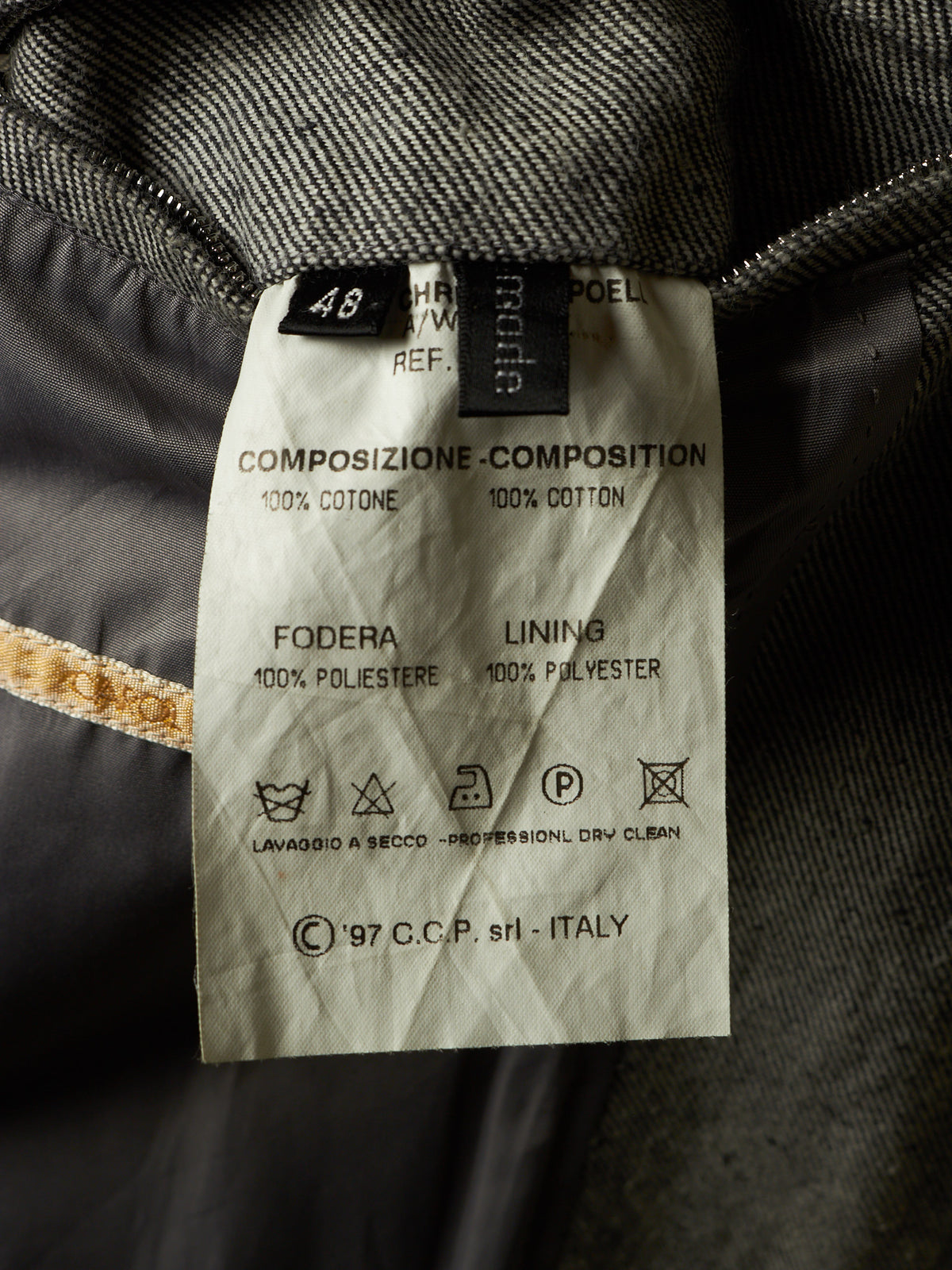 Carol Christian Poell AW97-98 Grey Hooded Zip-Up Denim Jacket