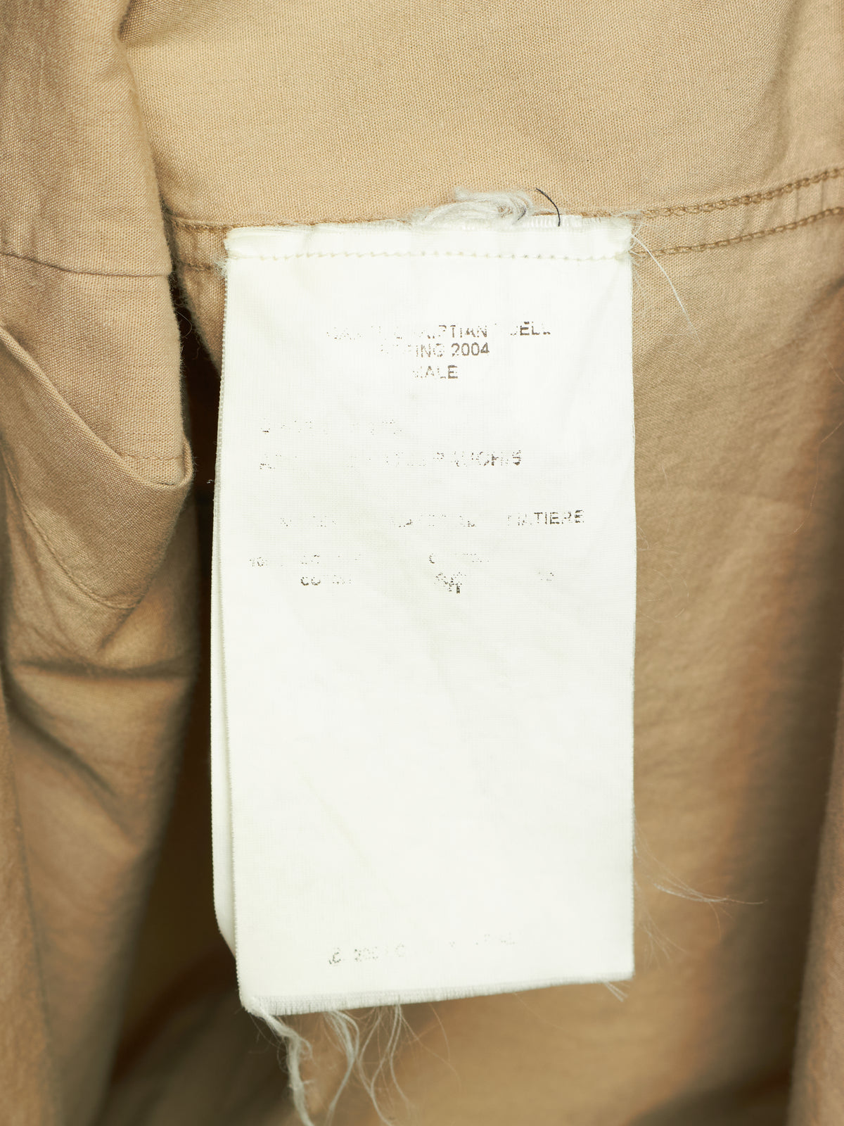 Carol Christian Poell SS04 "Mainstream Downstream" Khaki Cotton Frayed Collar Gloves Shirt
