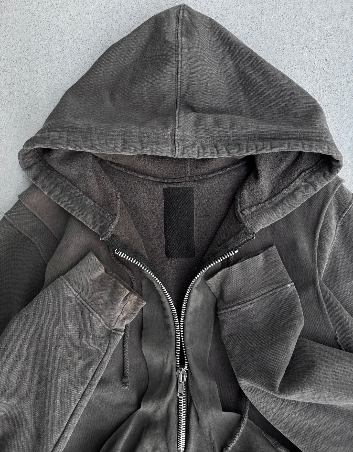 Rick Owens AW04 SLAB Reconstructed Lambskin Leather Layer Zip-up Hoodie